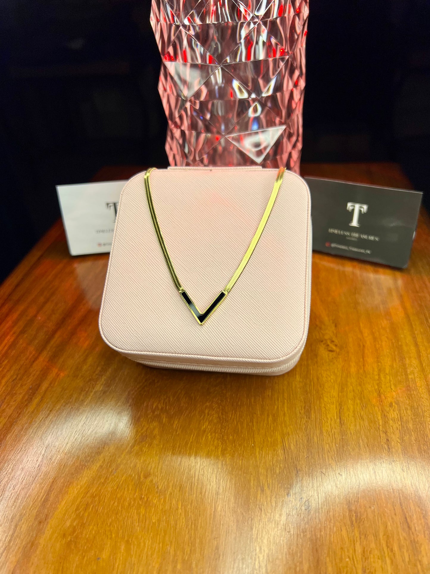 Premium Quality Stainless Steel 18k Snake Chain V Necklace