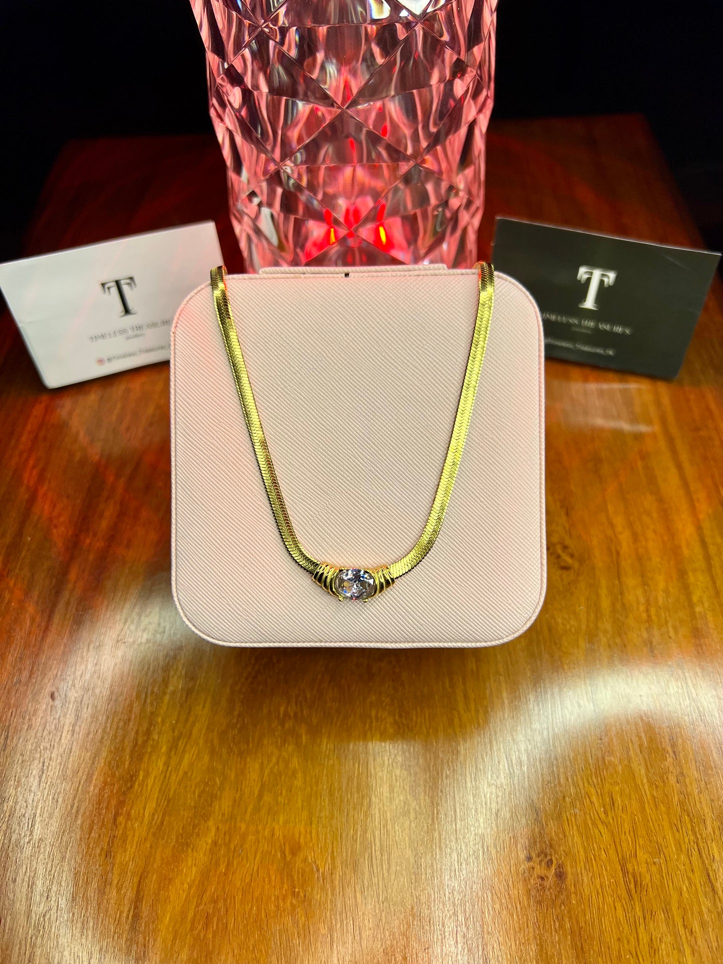 Premium Quality Stainless Steel 18k White Stone Necklace