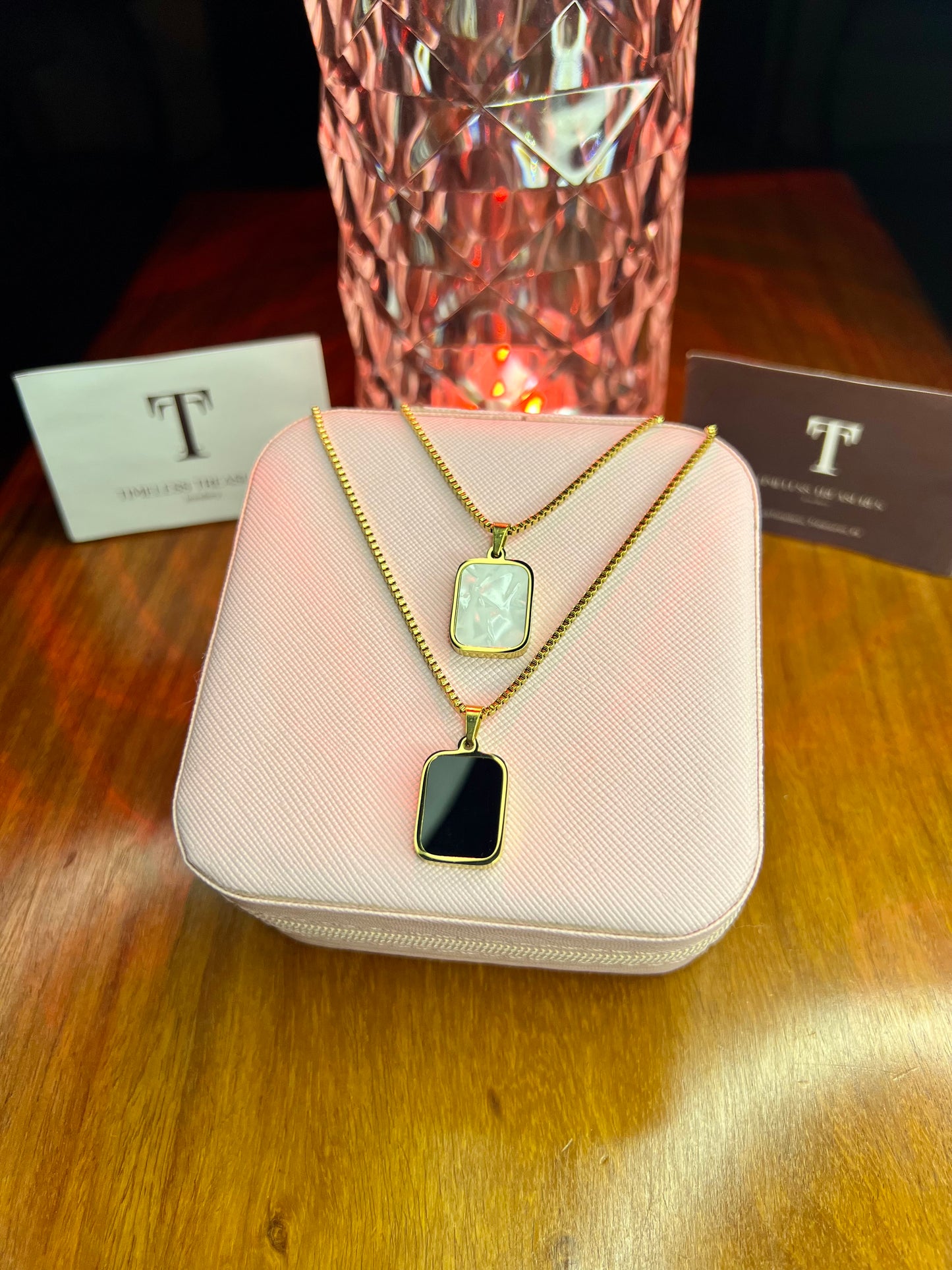 Premium Quality Stainless Steel 18k Double Side White/Black Necklace