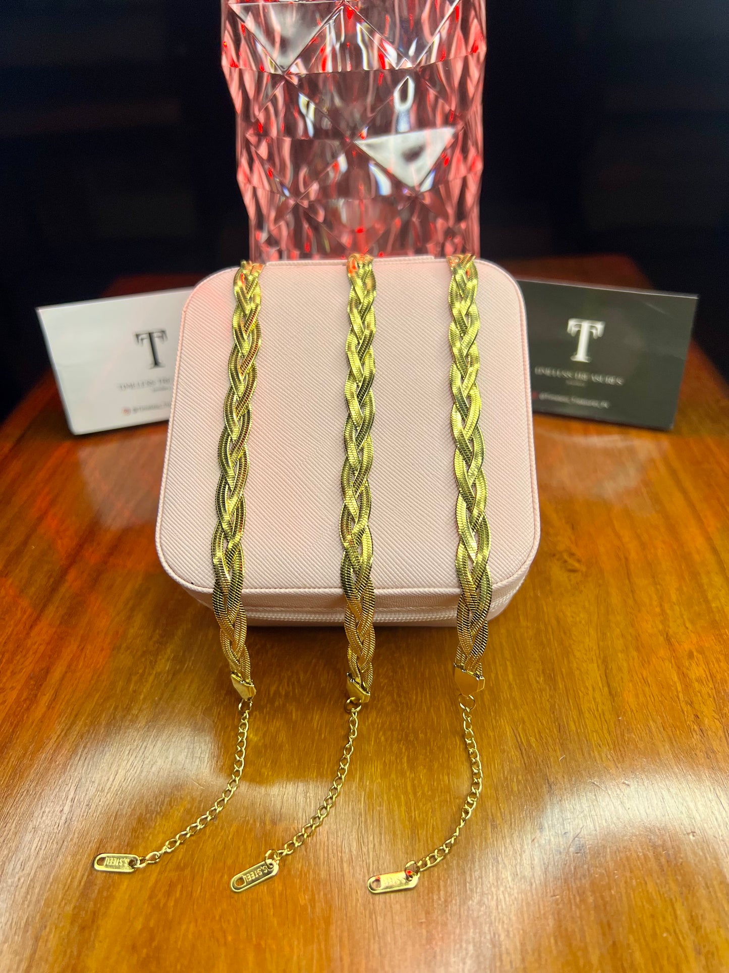 Premium Quality Stainless Steel 18k Snake Chain Braided Bracelet