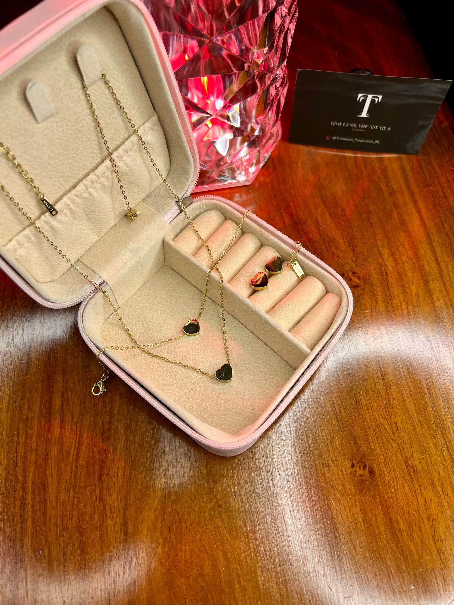 Premium Quality Stainless Steel 18k Plain Heart 3pc Complete Set