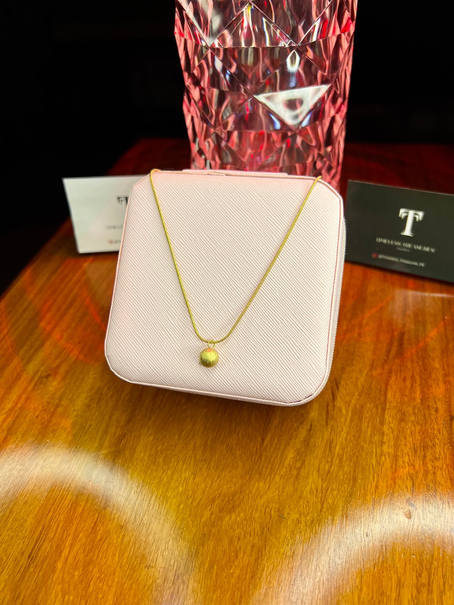 Premium Quality Stainless Steel 18k Gem Ball Necklace