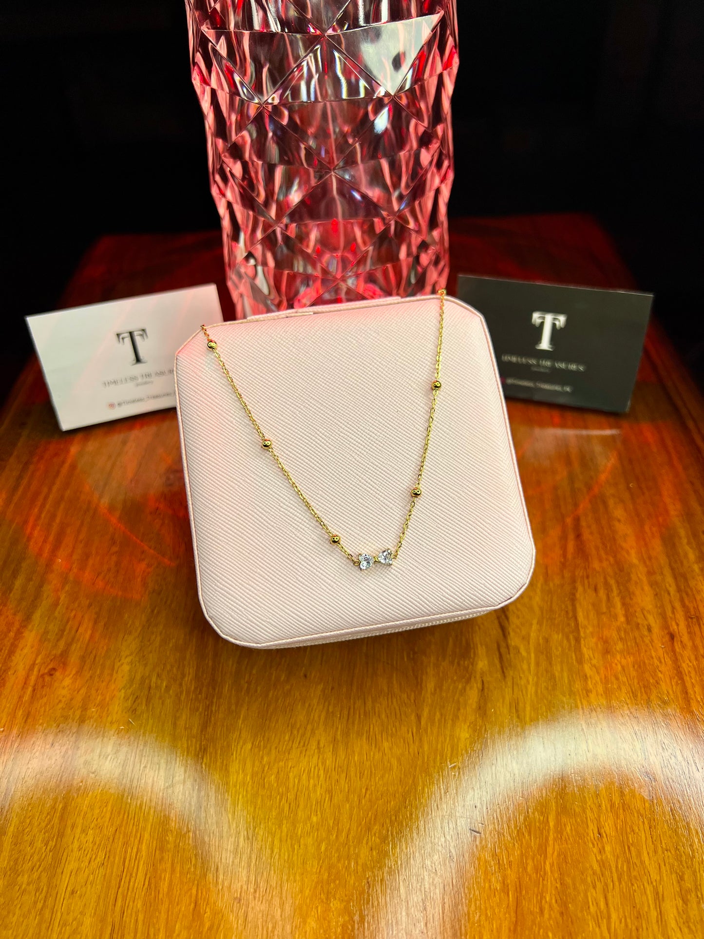 Premium Quality Stainless Steel 18k Luxury Bow Stone Necklace