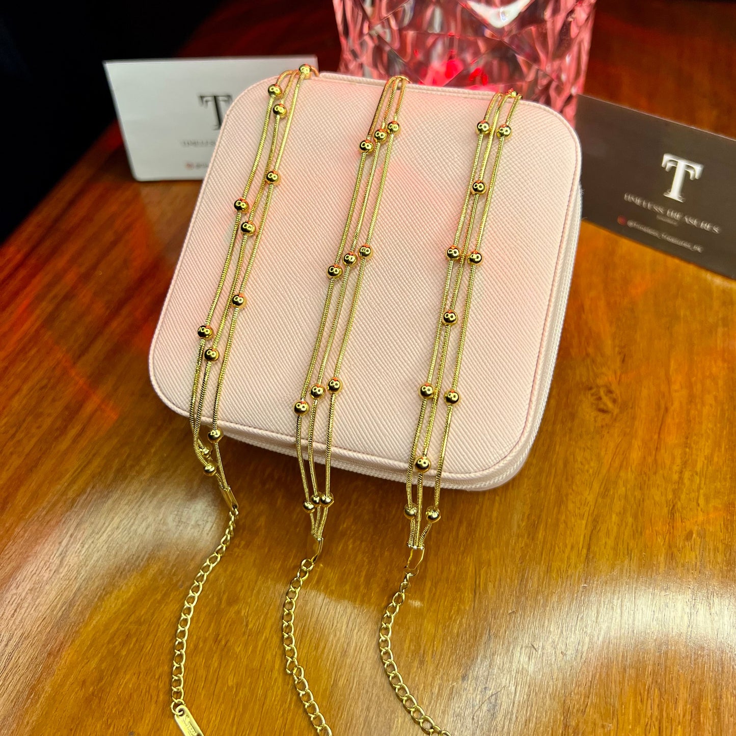 Premium Quality Stainless Steel 18k Triple Layer Ball Bracelet