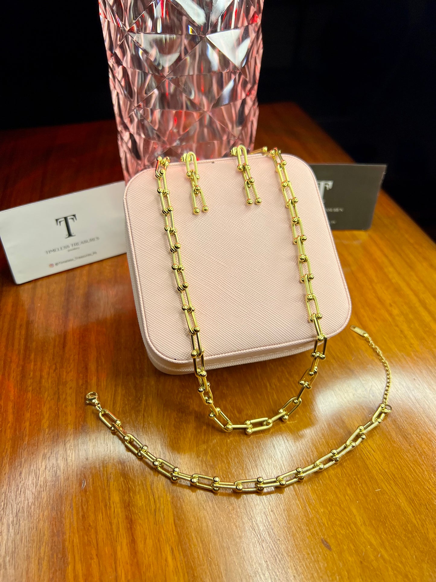 Premium Quality Stainless Steel 18k Chain Link 3pc Set