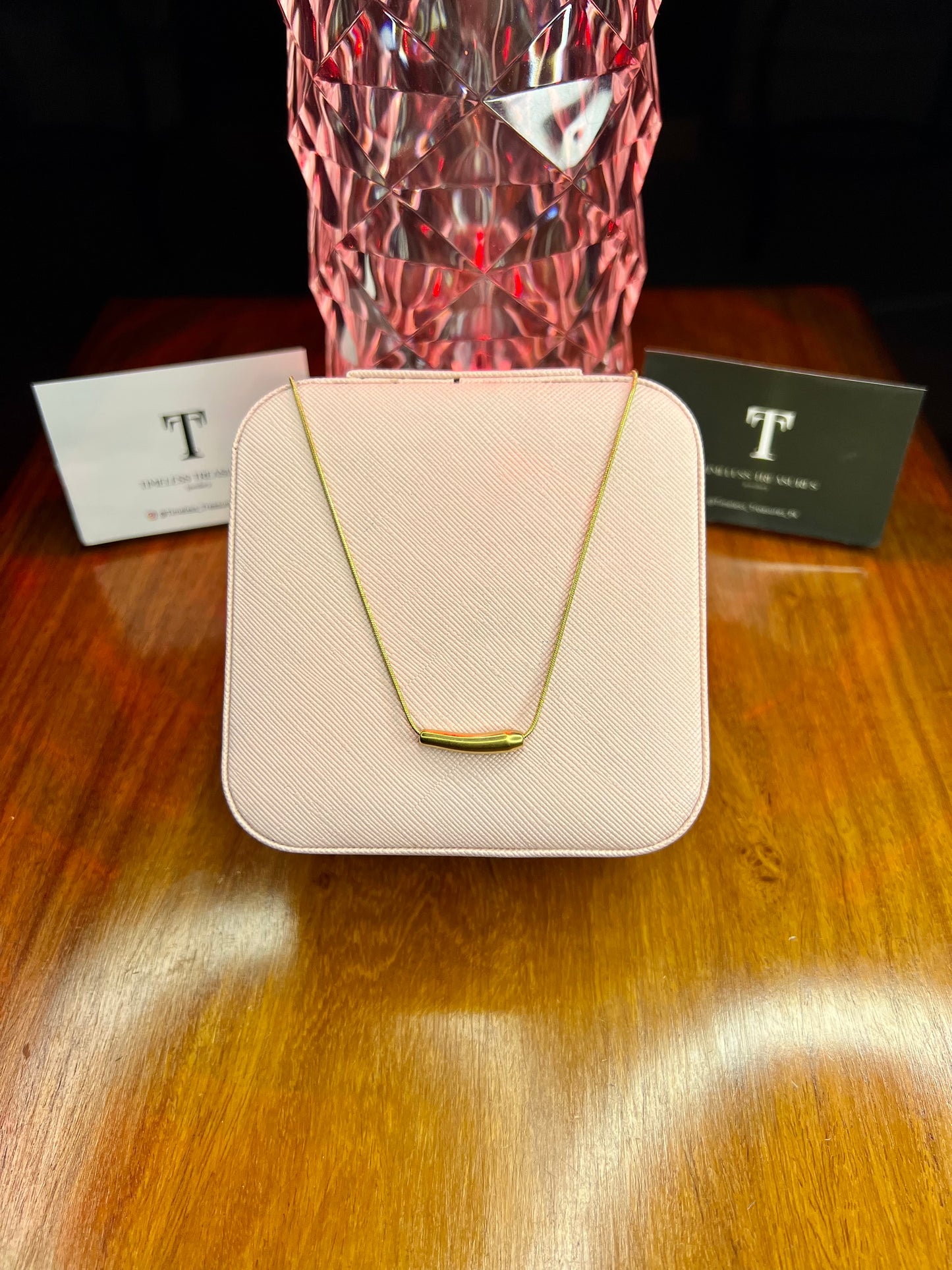 Premium Quality Stainless Steel 18k Gold Bar Clavicle Chain Necklace