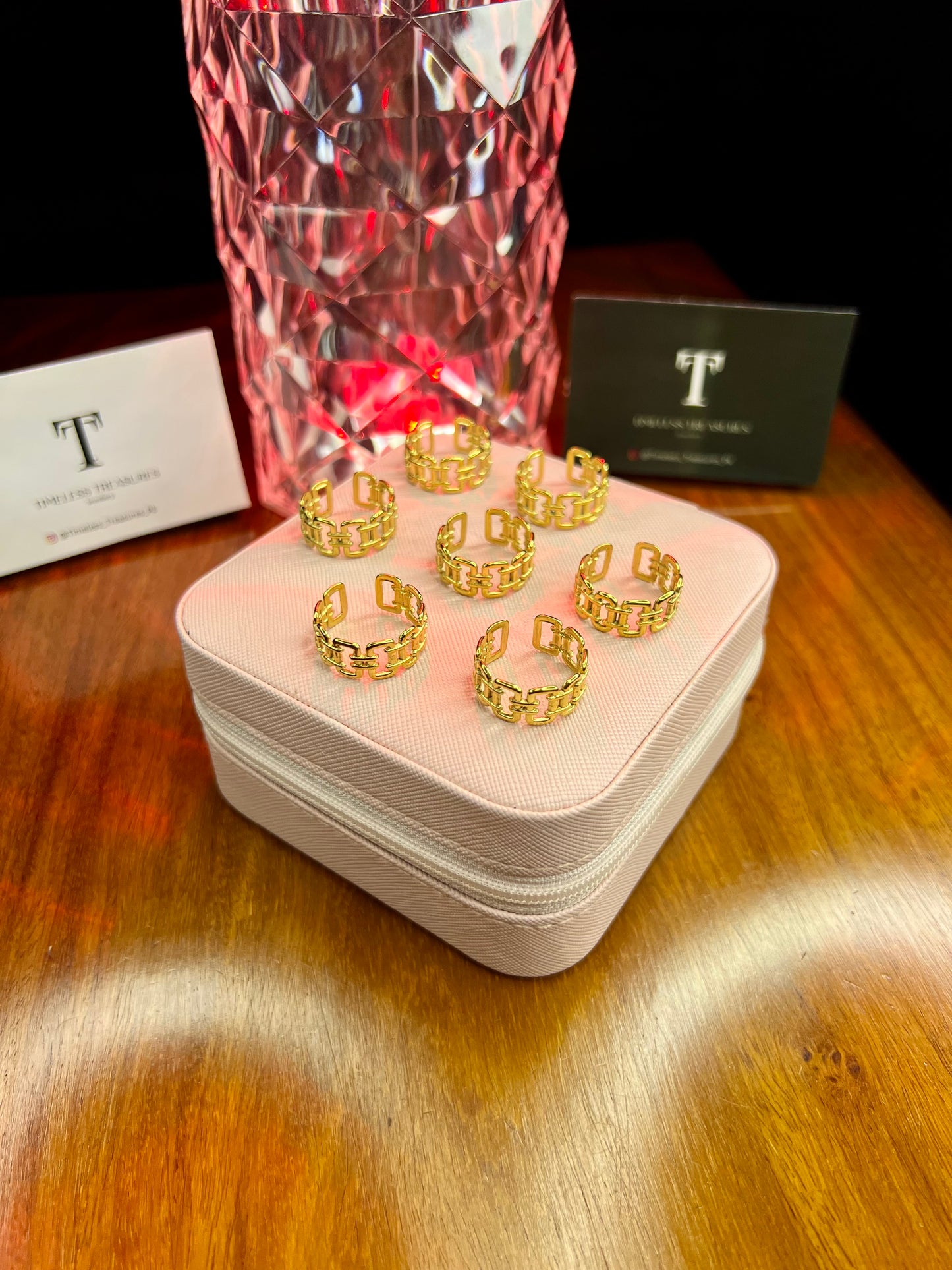 Premium Quality Stainless Steel 18k Link Square Ring