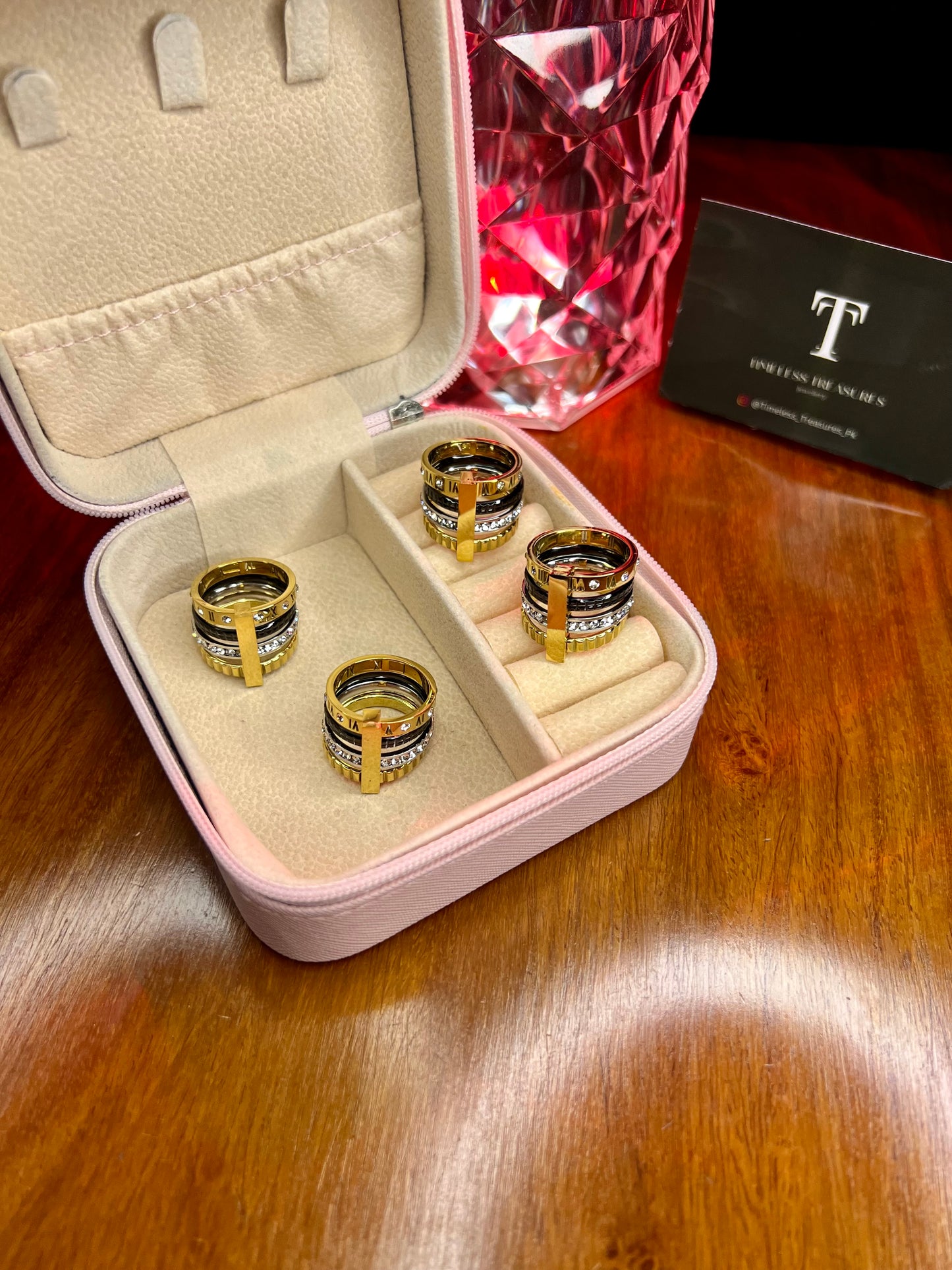 Premium Quality Stainless Steel 18k Four Layer Roman Ring