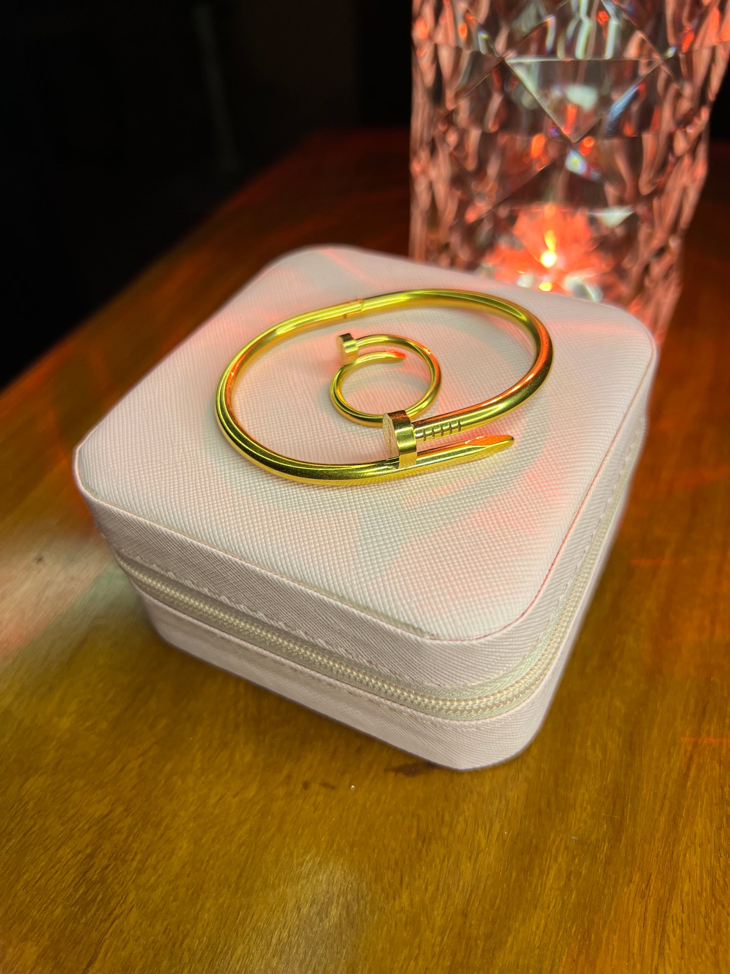 Premium Quality Stainless Steel 18k Cartier Nail Handcuff and Ring Set
