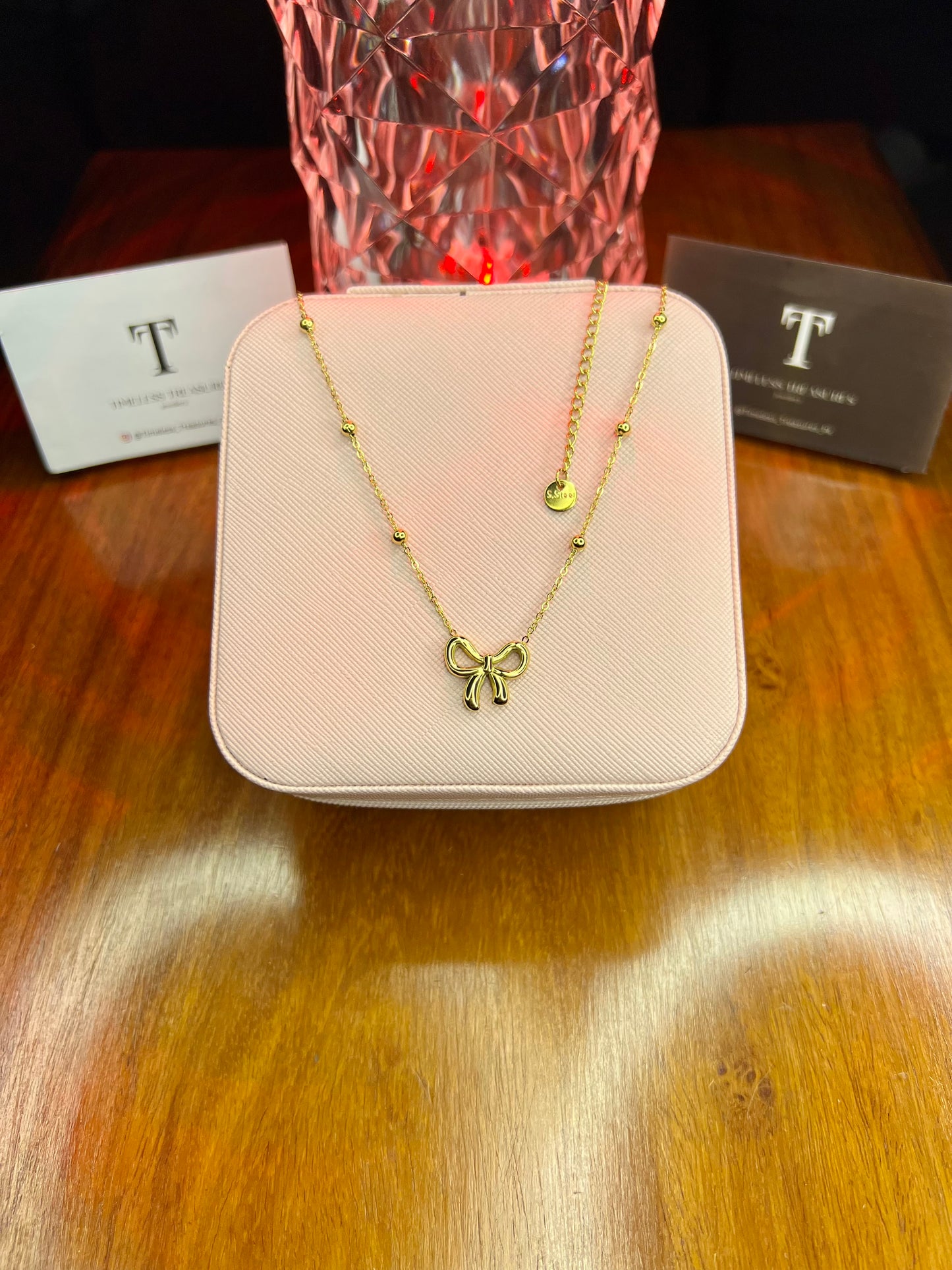 Premium Quality Stainless Steel 18k Luxury Bow Necklace