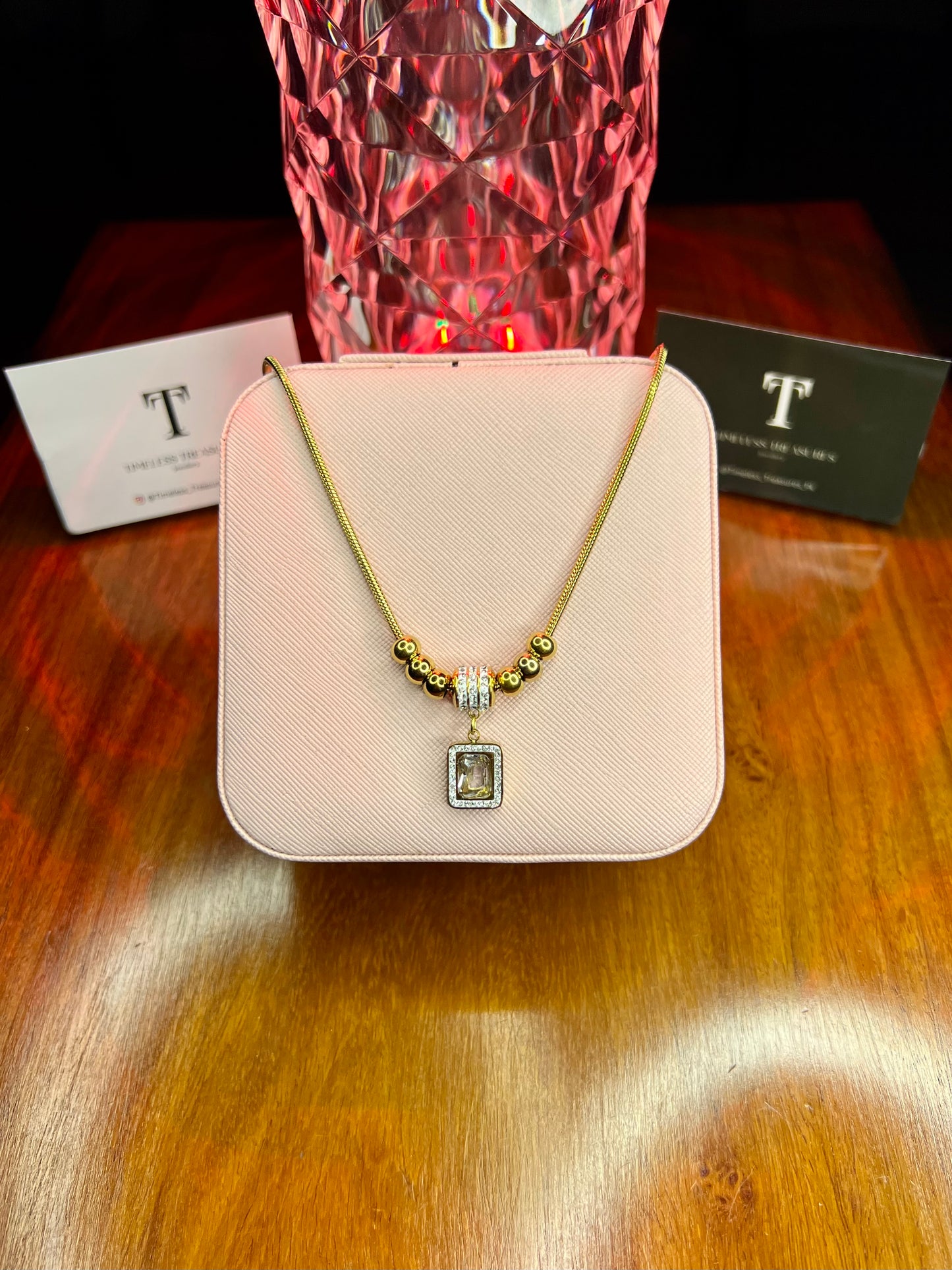 Premium Quality Stainless Steel 18k White Stone Luxury Necklace