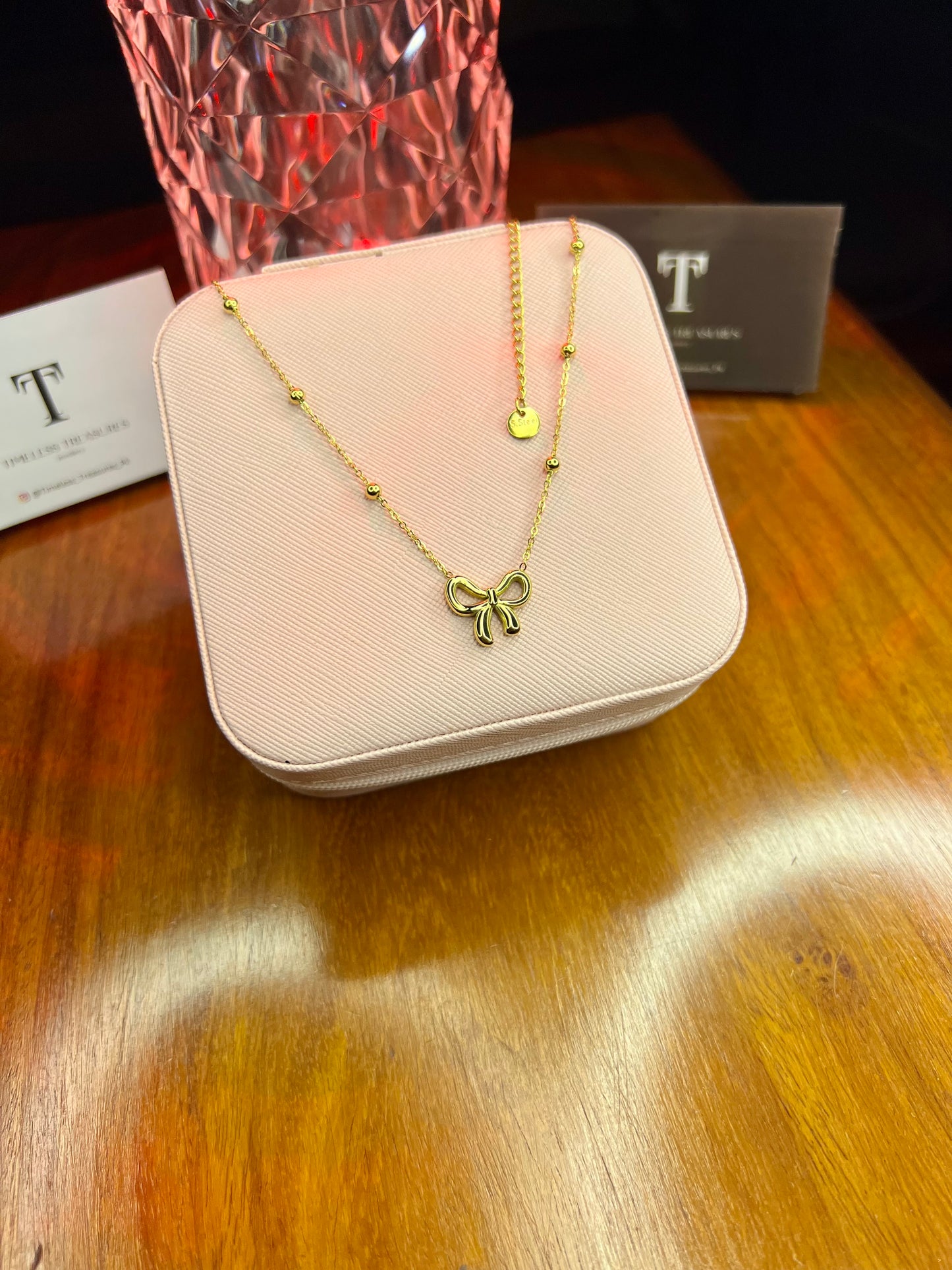 Premium Quality Stainless Steel 18k Luxury Bow Necklace