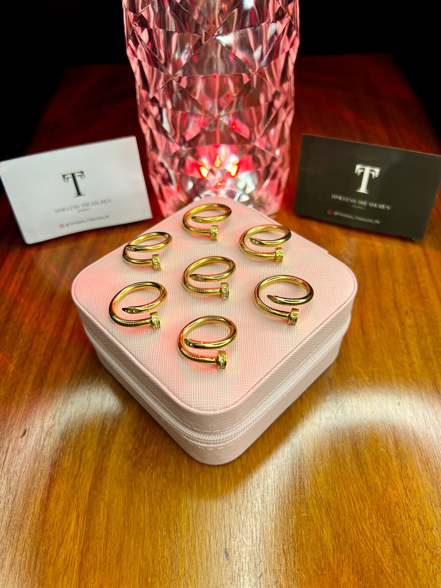 Premium Quality Stainless Steel 18k Golden Nail Stone Ring