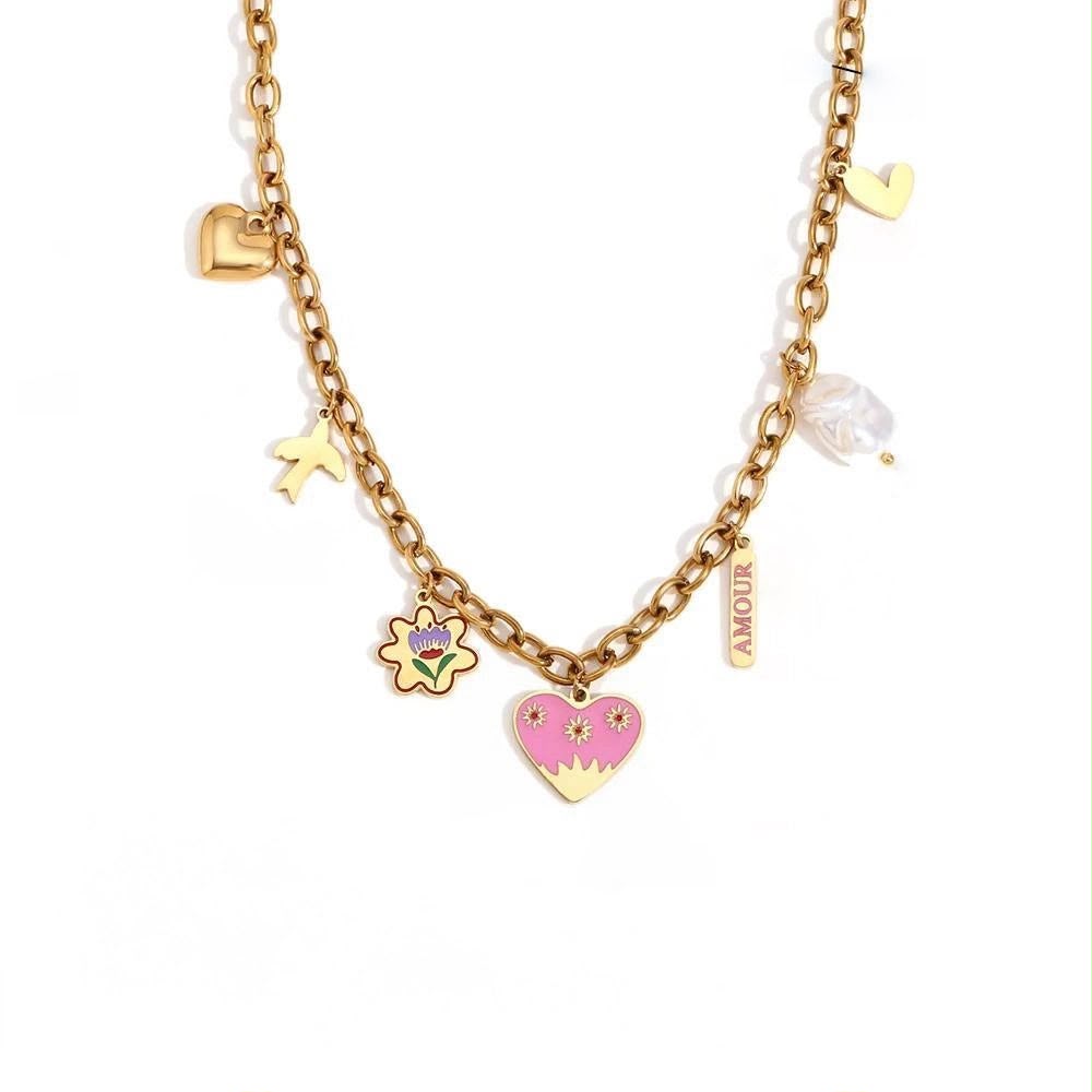 Premium Quality Stainless Steel 18k Amour Charm Necklace