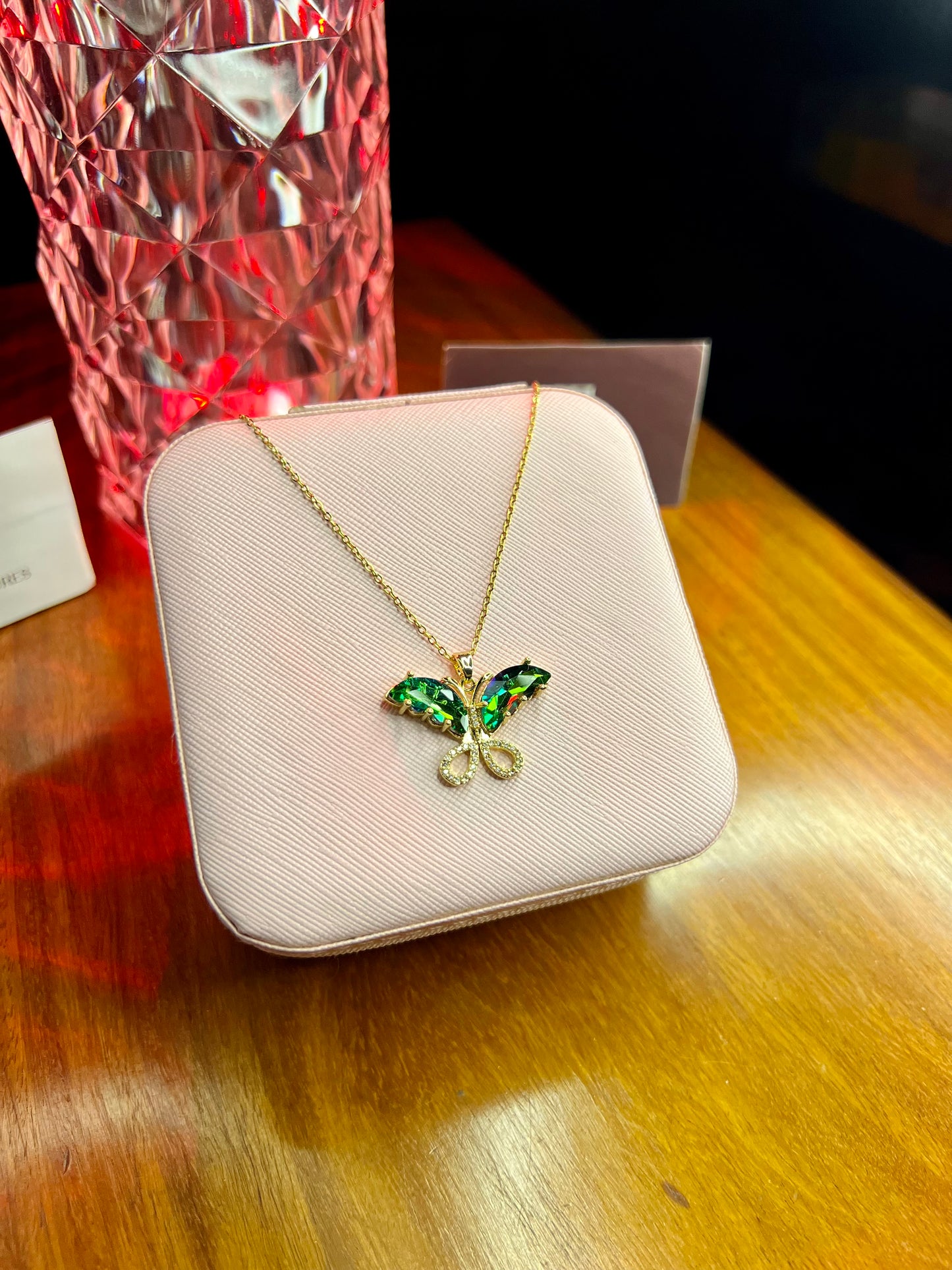Premium Quality Green Stone Butterfly Necklace