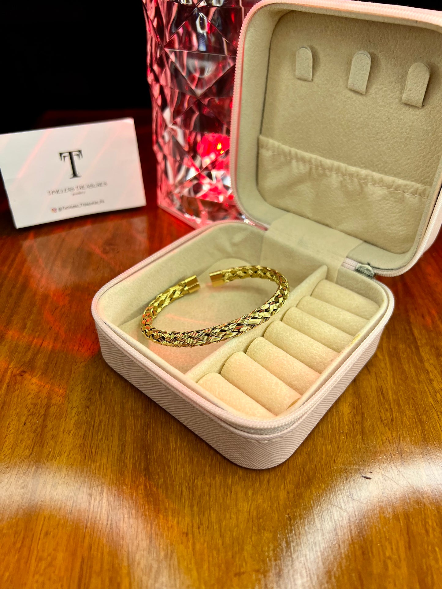 Premium Quality Stainless Steel 18k Golden Braided Cuff