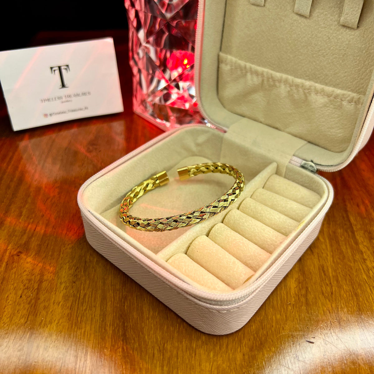 Premium Quality Stainless Steel 18k Golden Braided Cuff