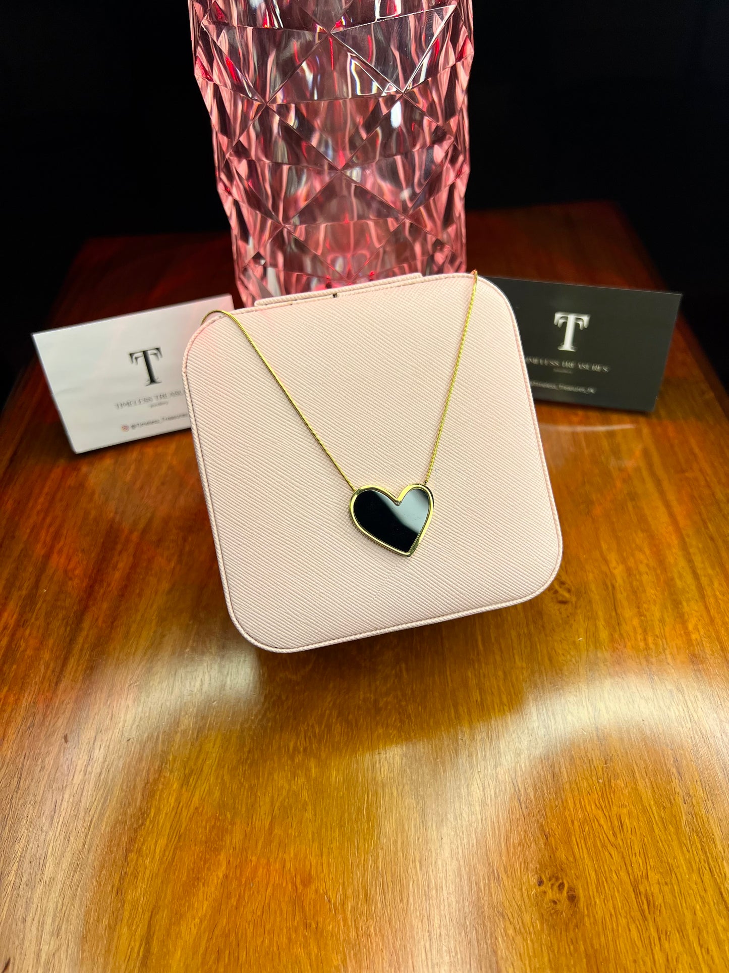 Premium Quality Stainless Steel 18k Black Hearts Necklace