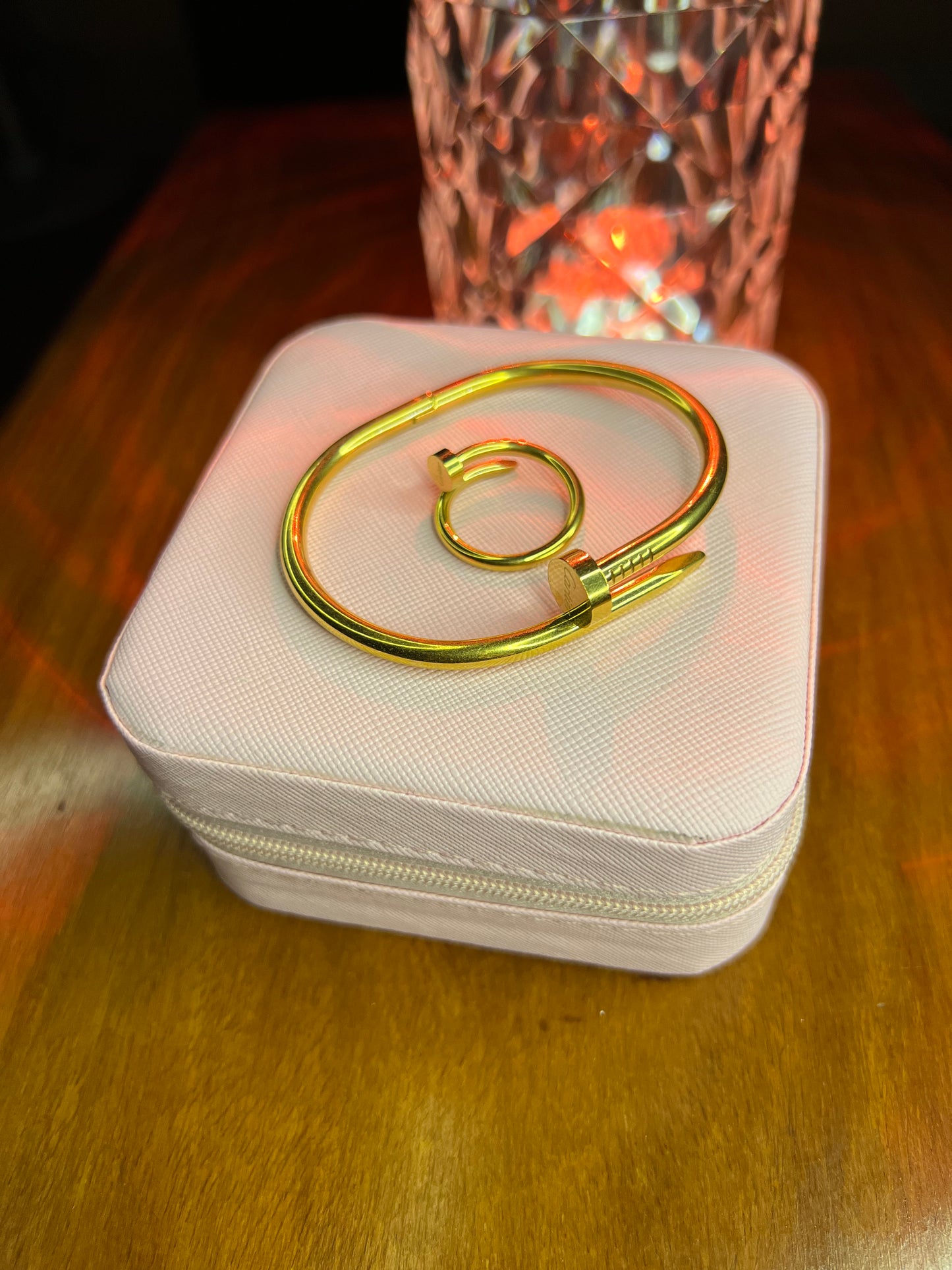 Premium Quality Stainless Steel 18k Cartier Nail Handcuff and Ring Set