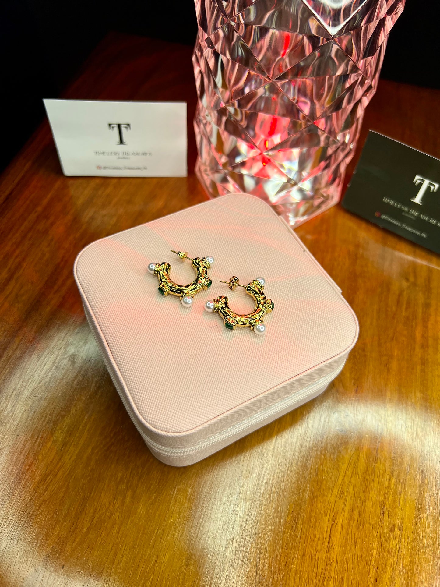 Premium Quality Stainless Steel 18k Green Stone Luxury Earrings