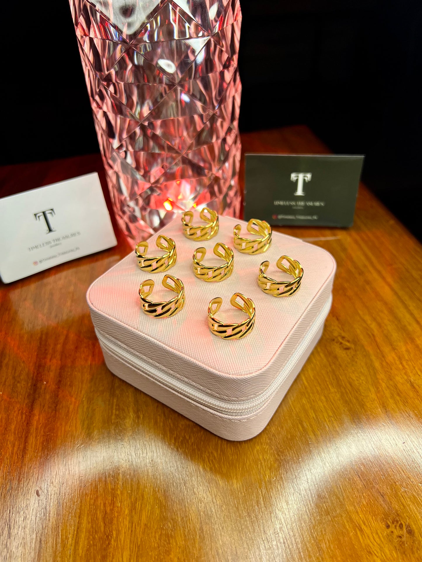 Premium Quality Stainless Steel 18k Link Gold Ring