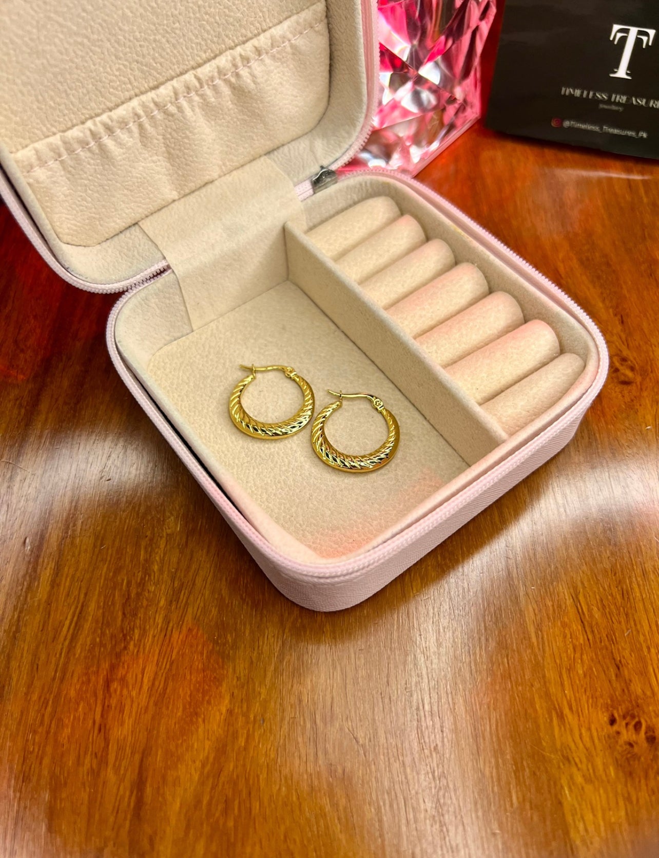 Premium Quality Stainless Steel 18k Twisted Lines Hoops
