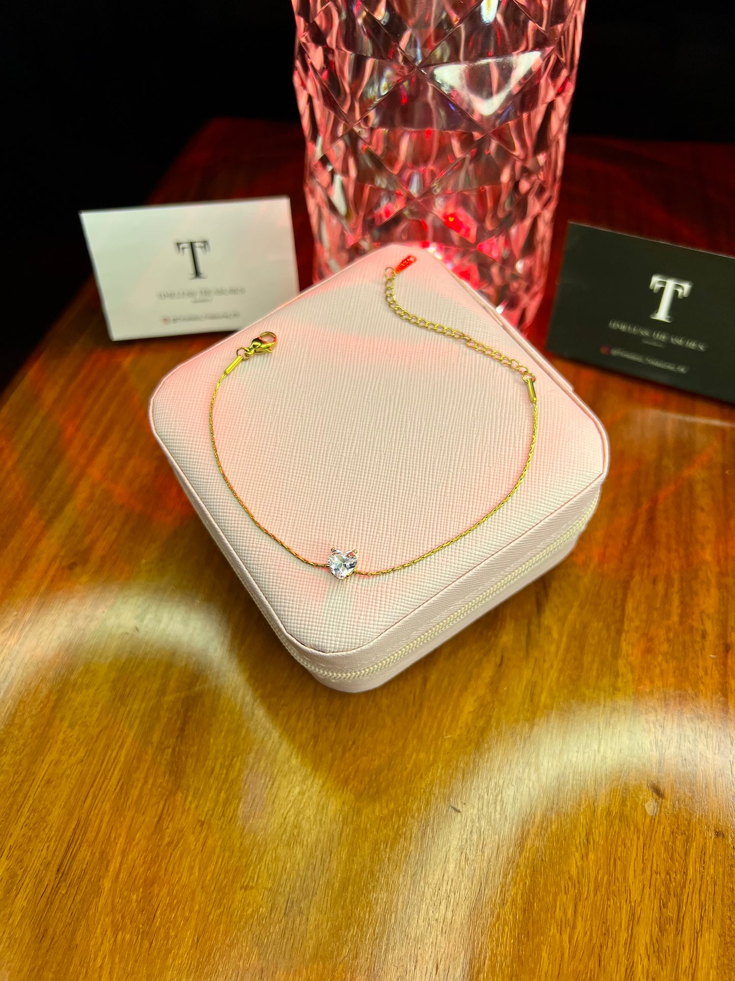 Premium Quality Stainless Steel 18k Diamond Heart Bracelet