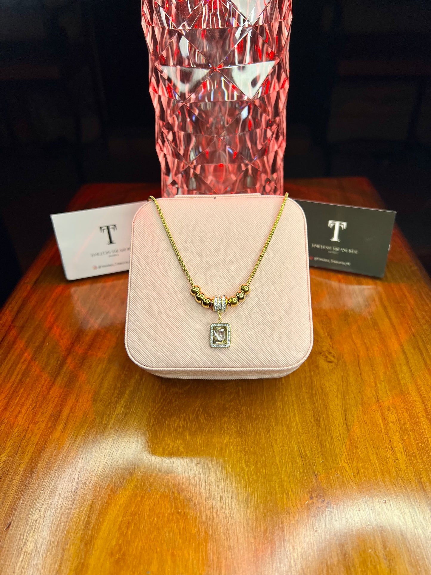 Premium Quality Stainless Steel 18k White Stone Luxury Necklace