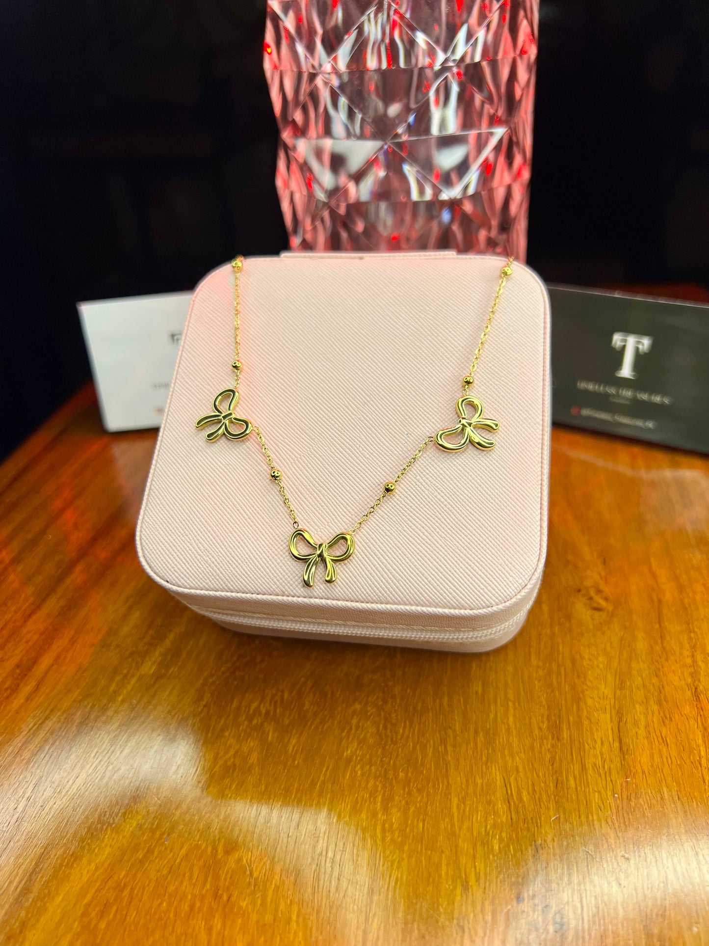 Premium Quality Stainless Steel 18k 3 Motifs Coquette Necklace