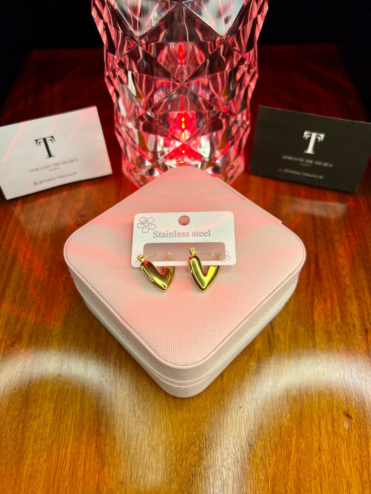 Premium Quality Stainless Steel 18k Lux Heart Earrings