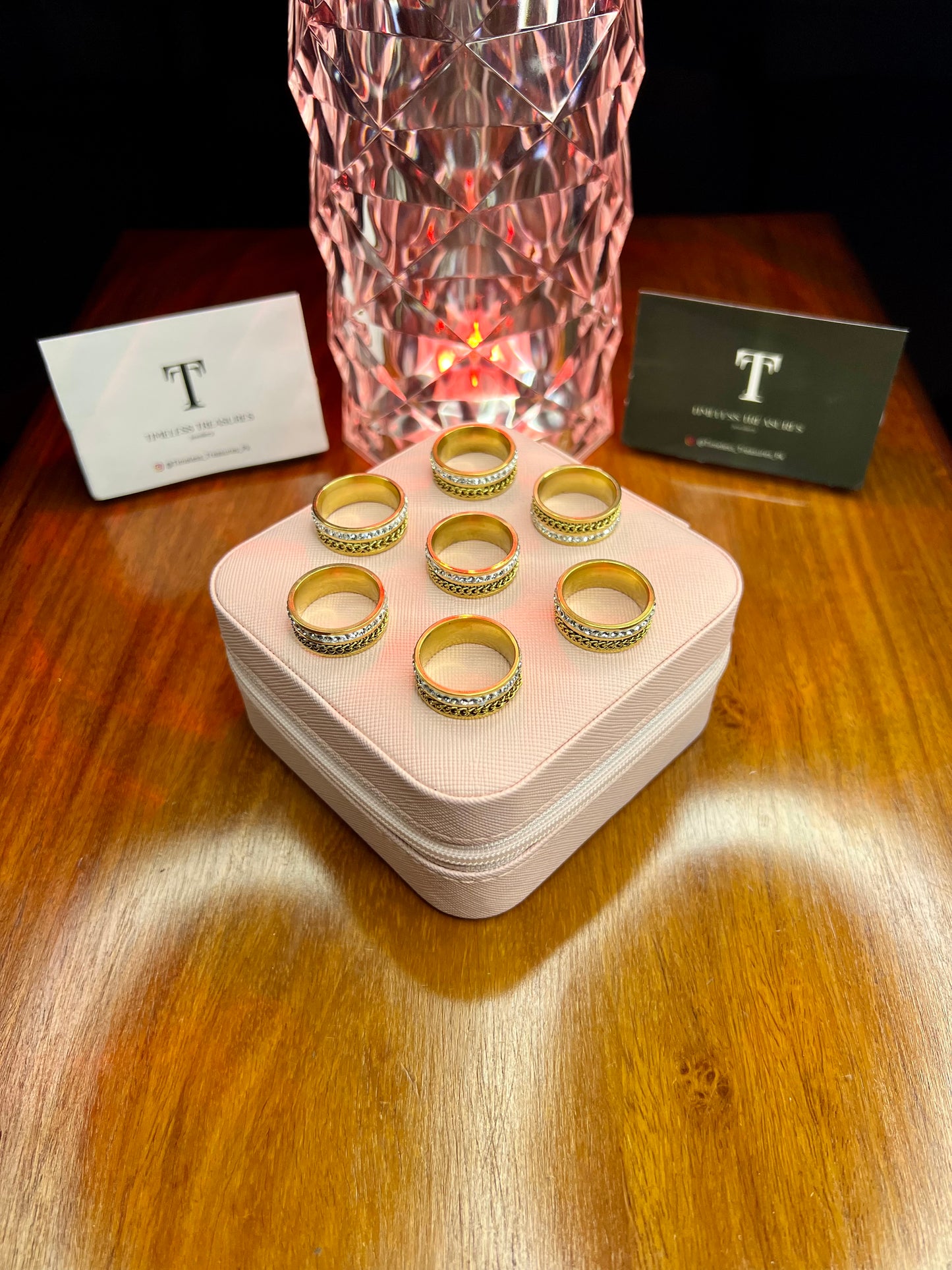 Premium Quality Stainless Steel 18k Rope Zircon Ring