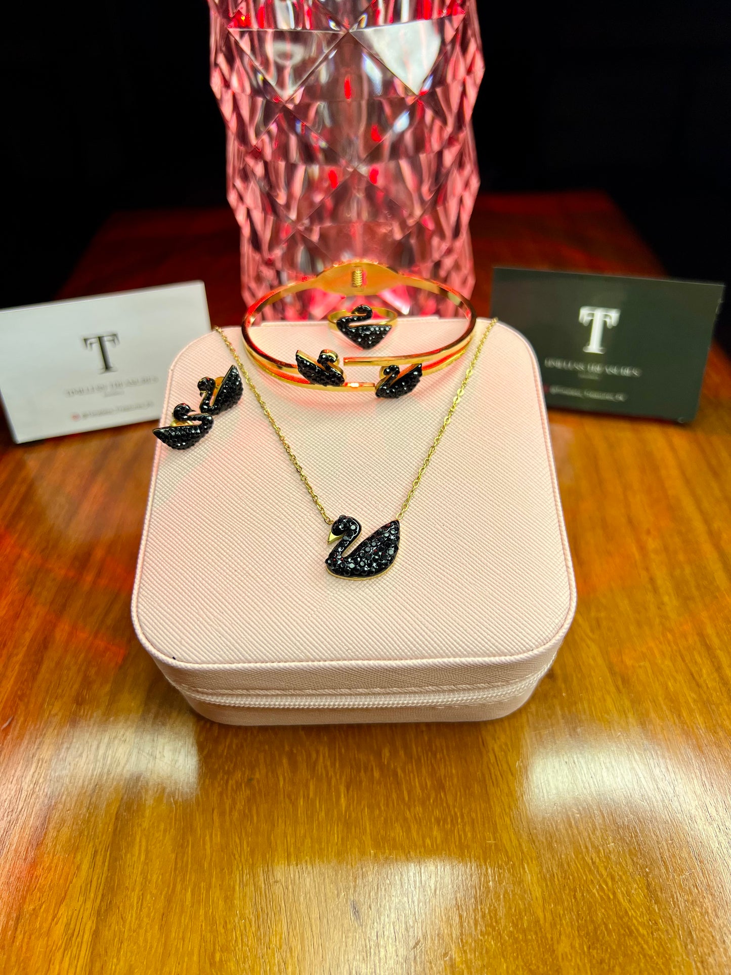 Premium Quality Stainless Steel 18k Black Swan 4pc Complete Set