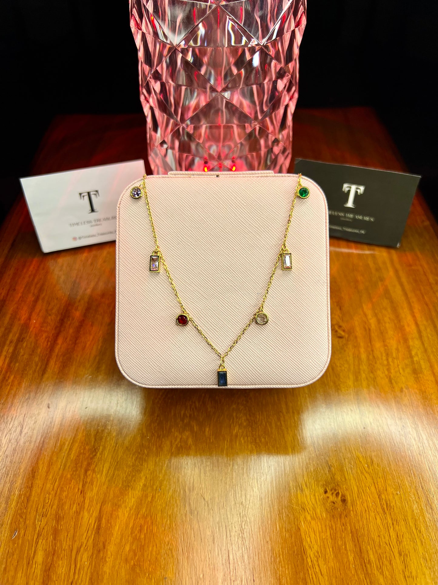 Premium Quality Stainless Steel 18k Luxury Stone Necklace