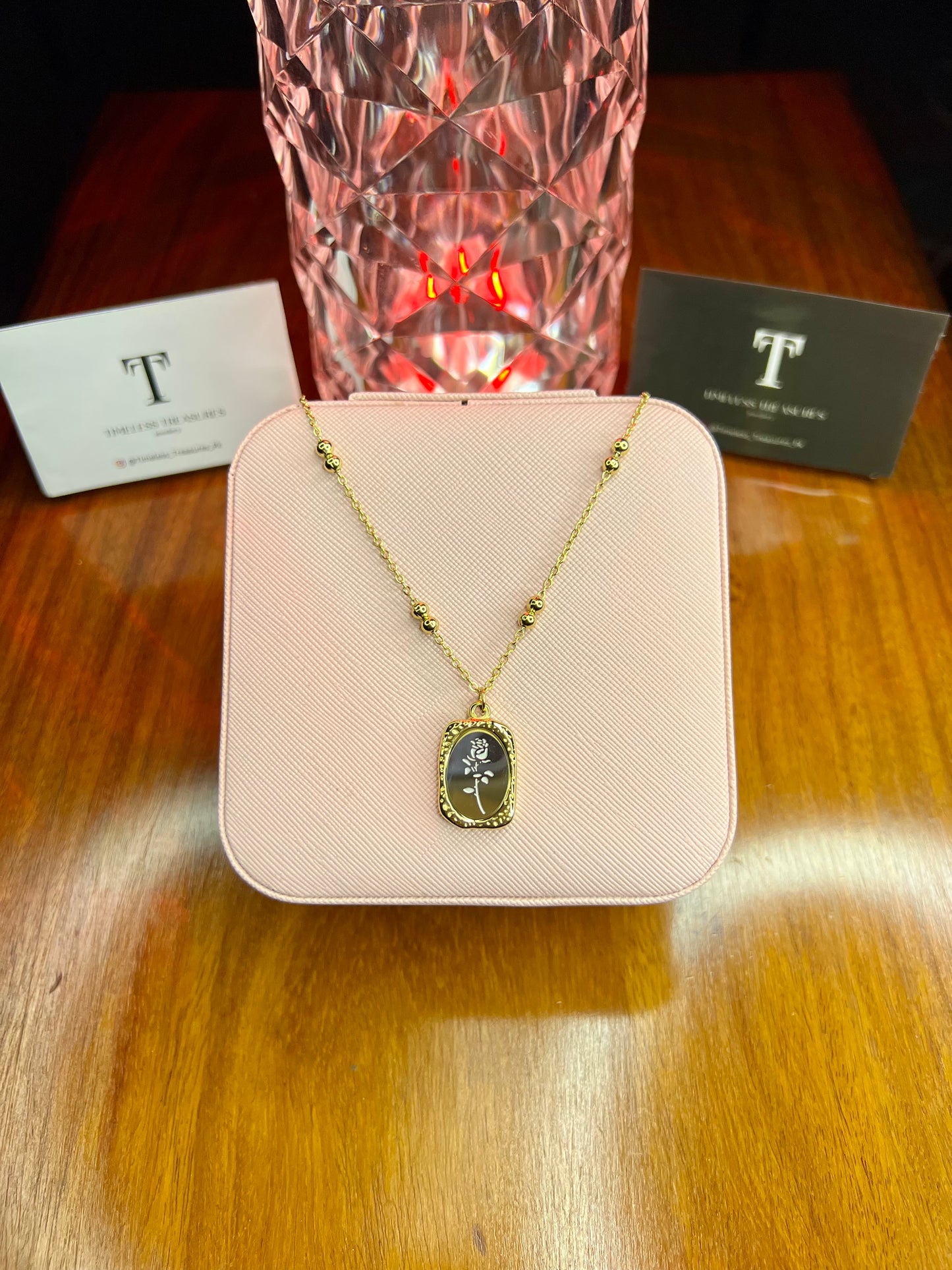 Premium Quality Stainless Steel 18k Mirror Gold Rose Necklace