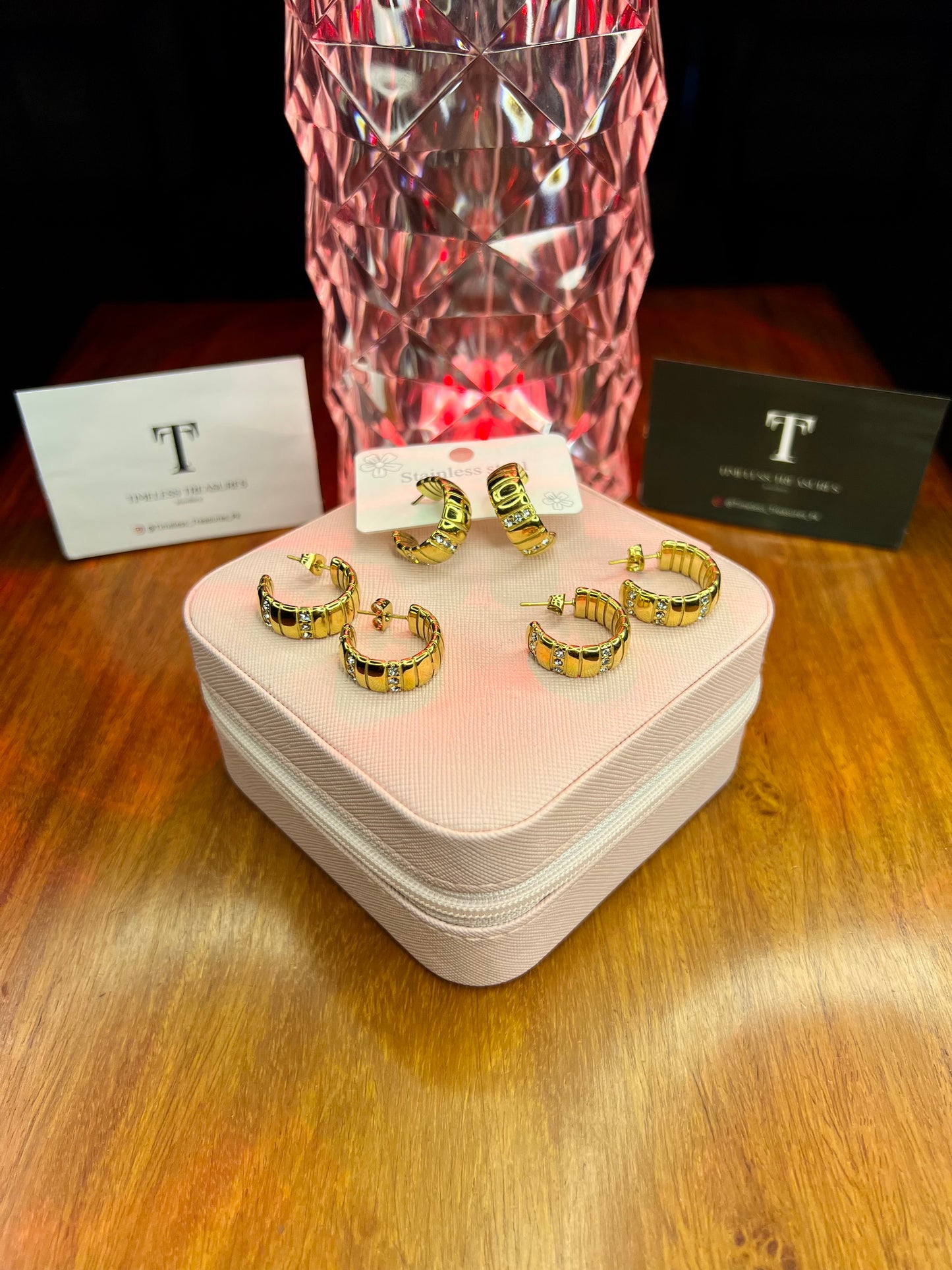 Premium Quality Stainless Steel 18k Luxury Zircon Gold Earrings