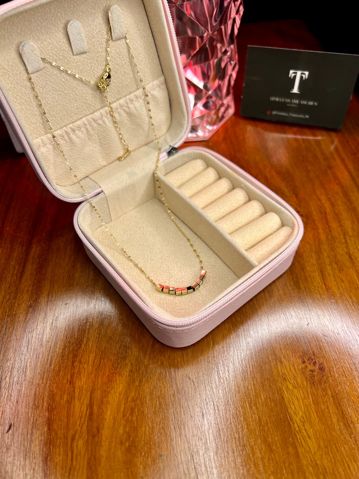 Premium Quality Stainless Steel 18k Gold Block Necklace