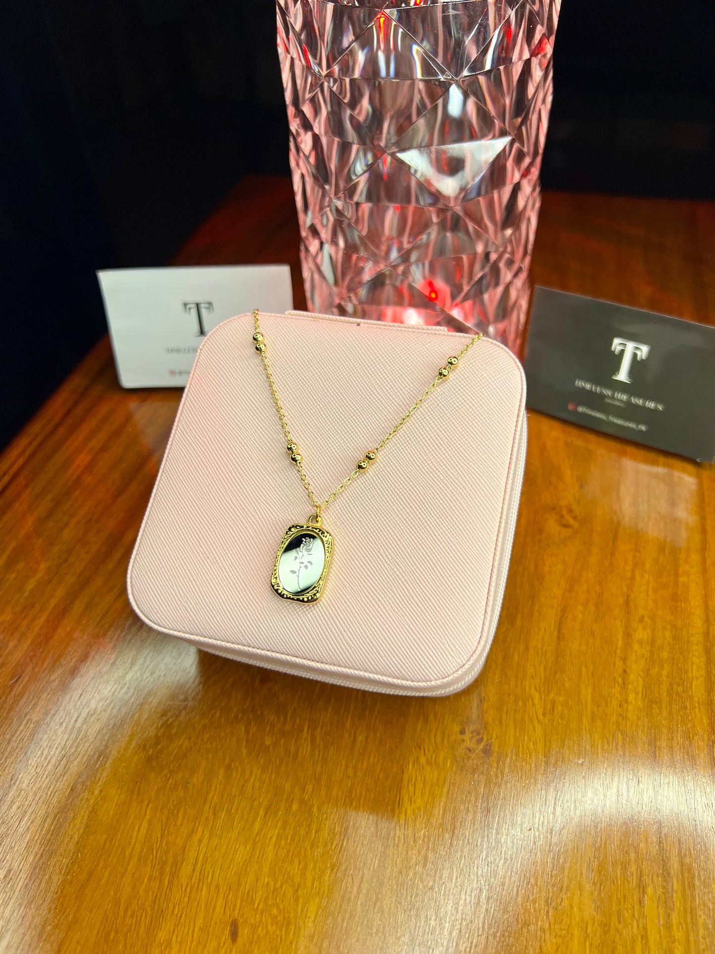 Premium Quality Stainless Steel 18k Mirror Gold Rose Necklace