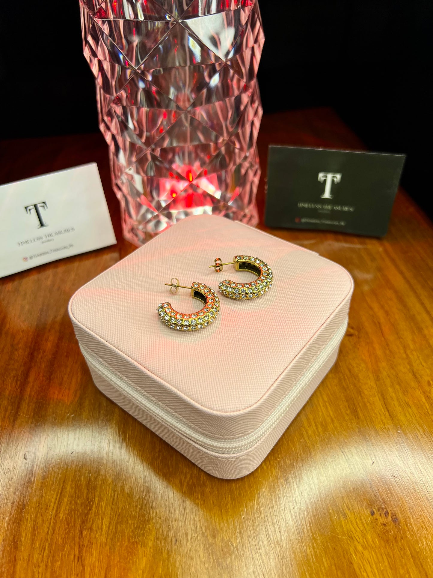 Premium Quality Stainless Steel 18k Zircon C Shape Luxury Earrings