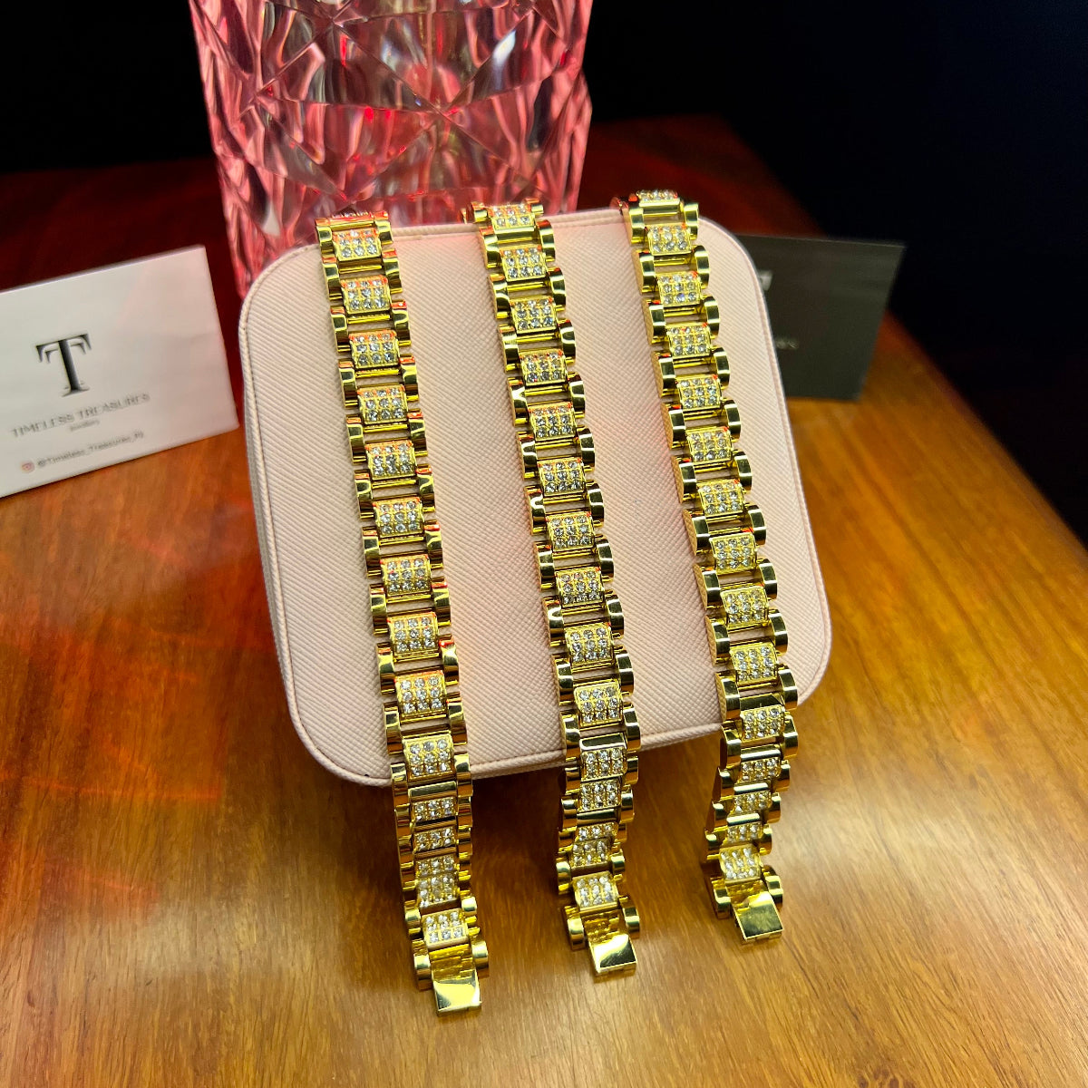 Premium Quality Stainless Steel 18k Multi Zircon Studded Luxury Bracelet