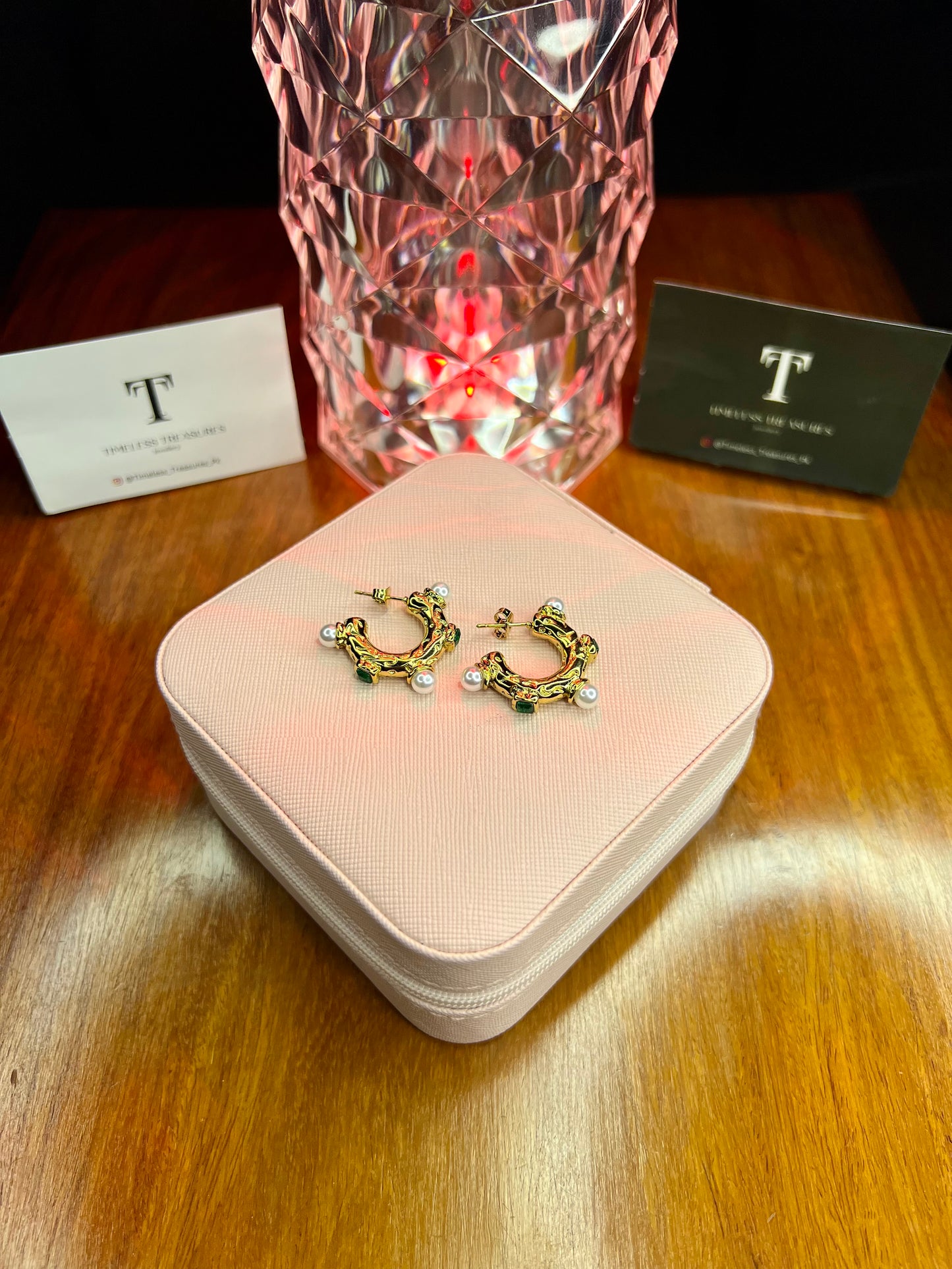 Premium Quality Stainless Steel 18k Green Stone Luxury Earrings