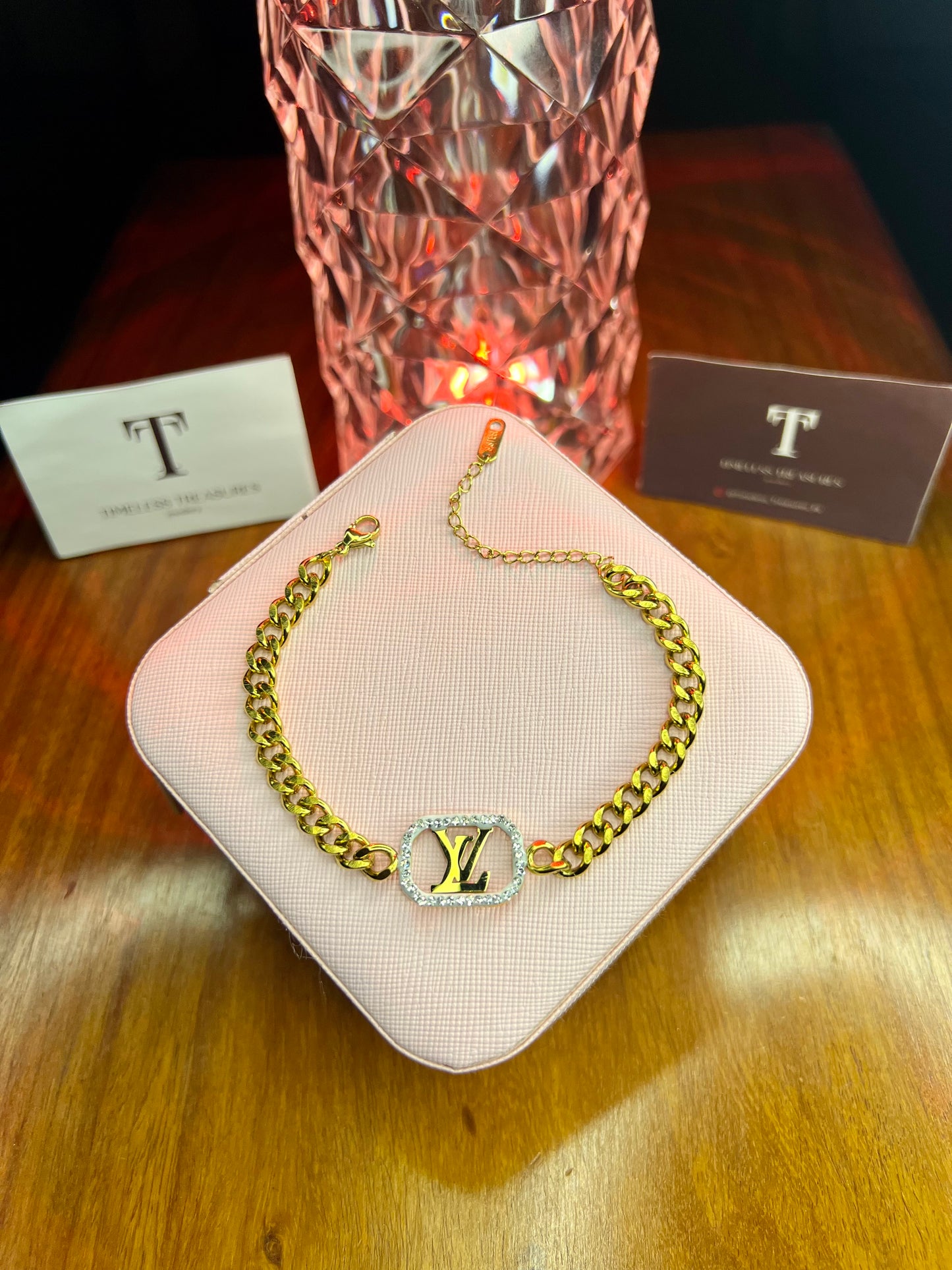 Premium Quality Stainless Steel 18k Diamantés Branded Bracelet