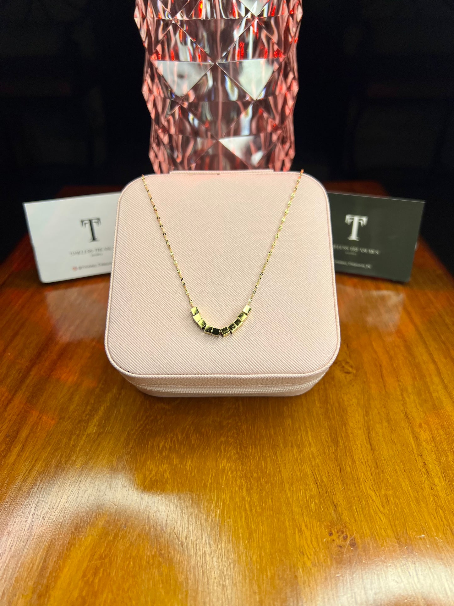 Premium Quality Stainless Steel 18k Gold Block Necklace