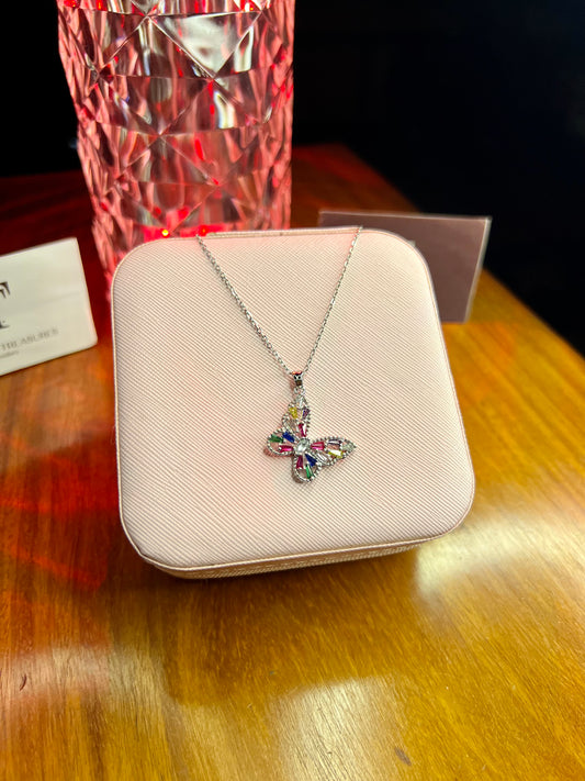 Premium Quality Multi Stone Butterfly Necklace