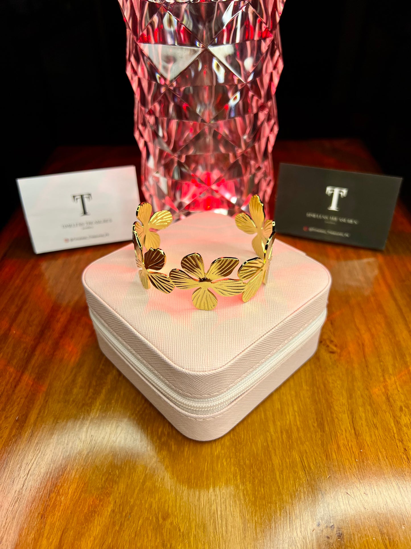 Premium Quality Stainless Steel 18k Flower Open Cuff