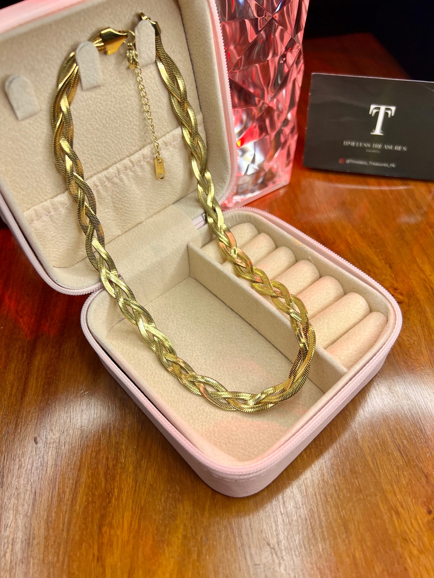 Premium Quality Stainless Steel 18k Snake chain Braided Necklace Bracelets Set
