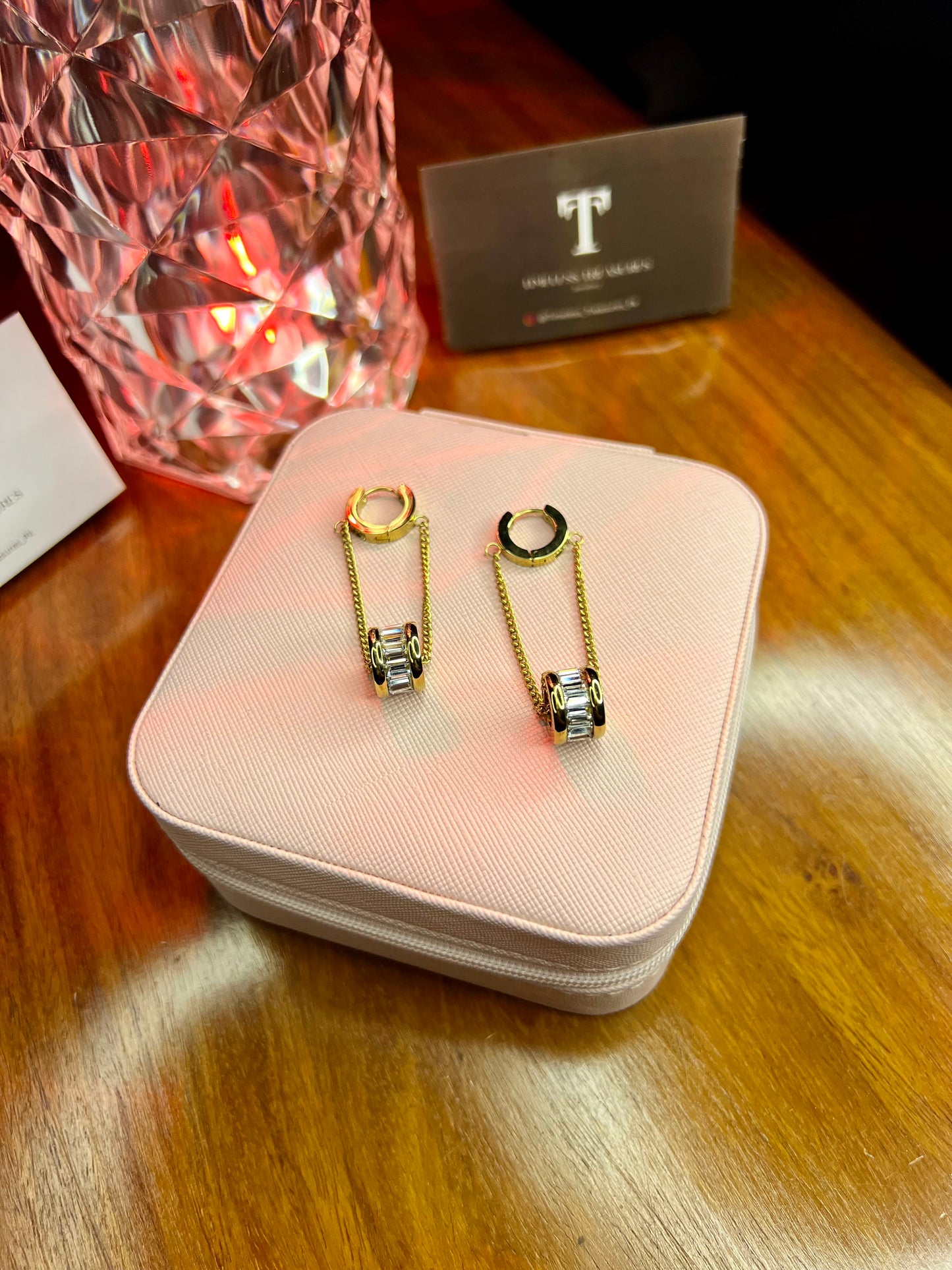 Premium Quality Stainless Steel 18k Drop Stone Luxury Earrings