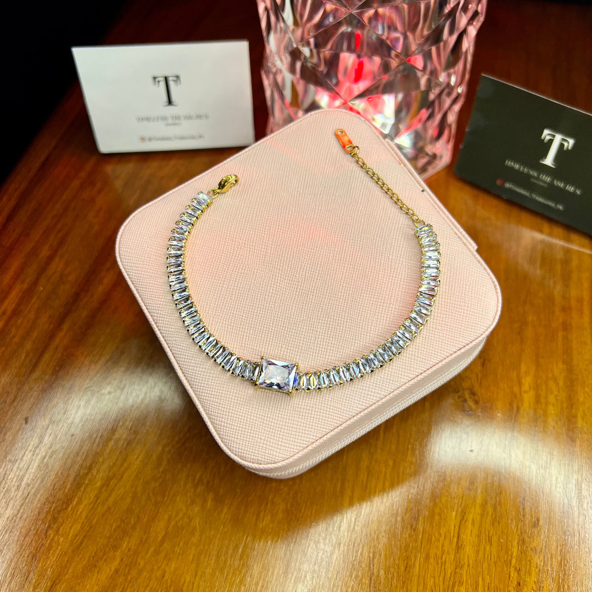 Premium Quality Stainless Steel 18k White Stone Tennis Bracelet