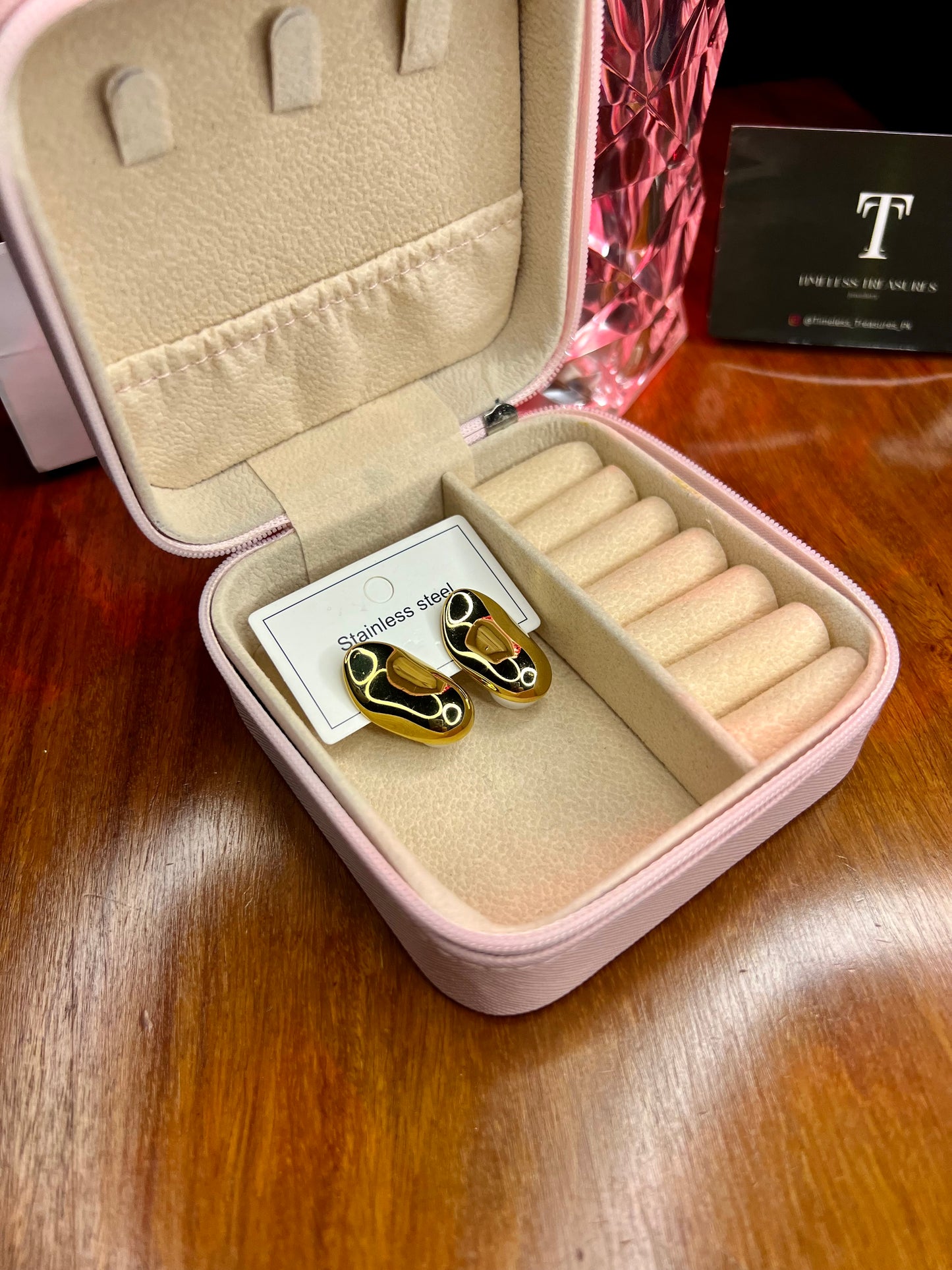 Premium Quality Stainless Steel 18k Sphere Gold Pearl EarStuds