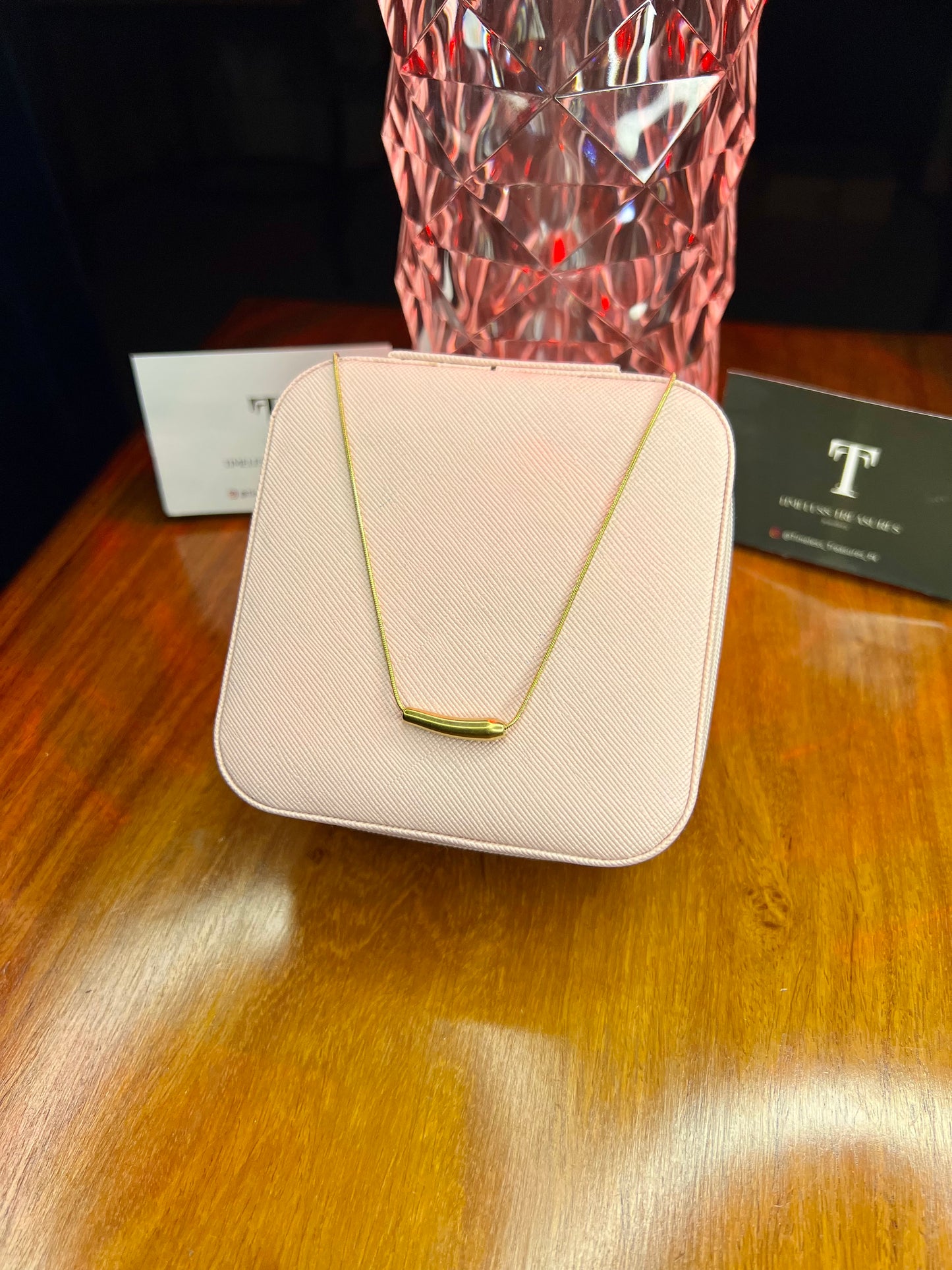 Premium Quality Stainless Steel 18k Gold Bar Clavicle Chain Necklace
