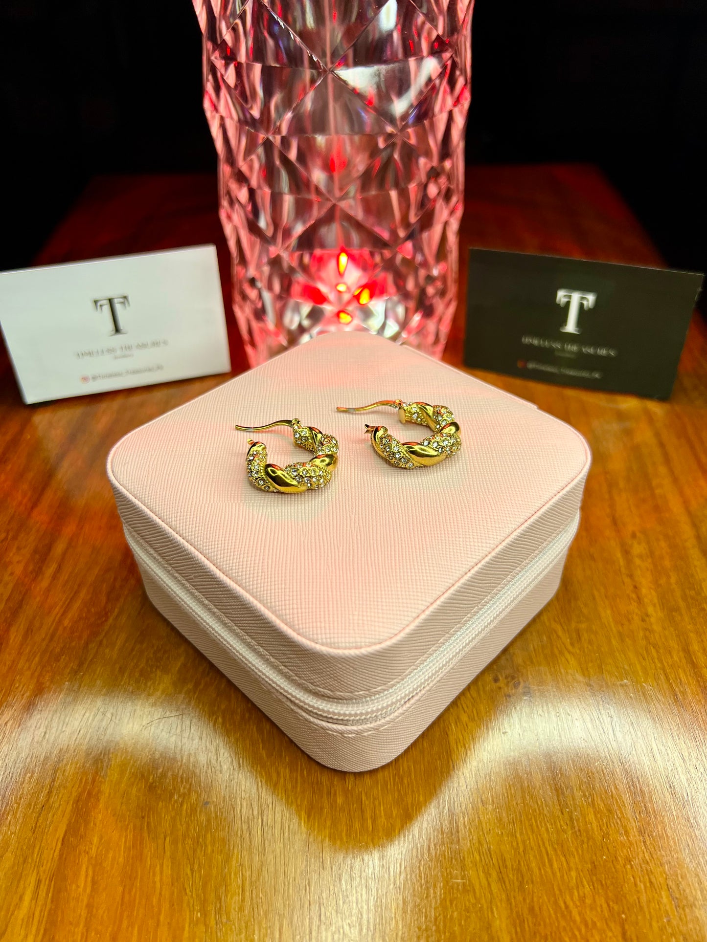 Premium Quality Stainless Steel 18k Twisted Zircon Luxury Earrings